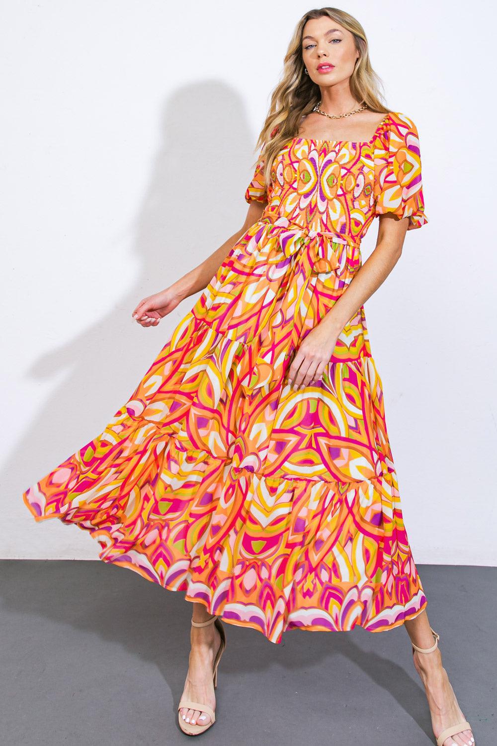 IT'S YOUR PLACE WOVEN MIDI DRESS.