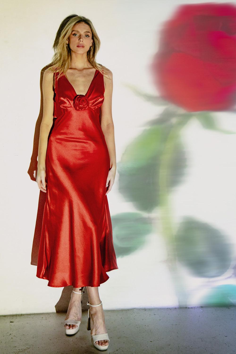 BEYOND WORDS WOVEN MIDI DRESS.