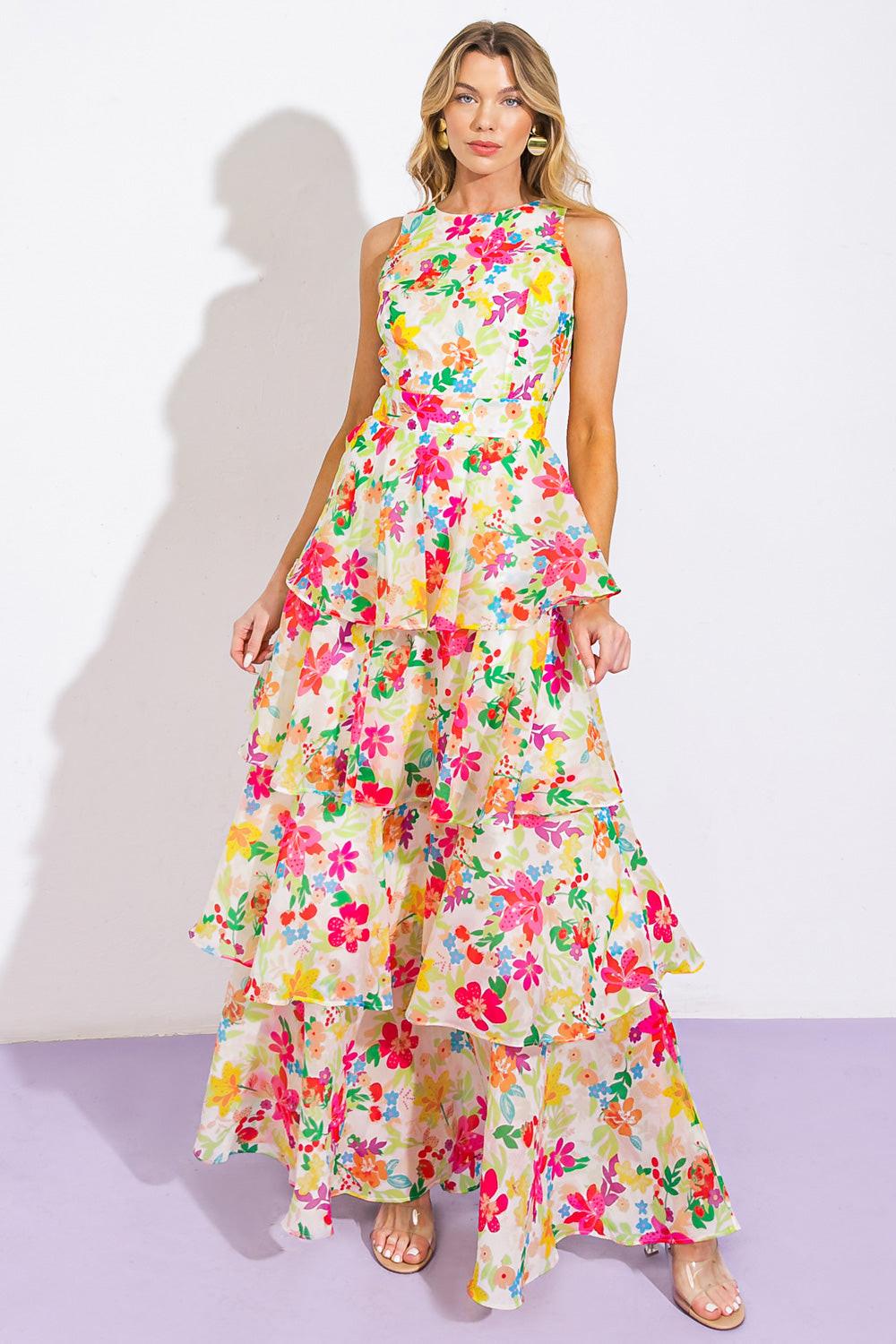 DEL REY HIGH RISE WOVEN MAXI DRESS.