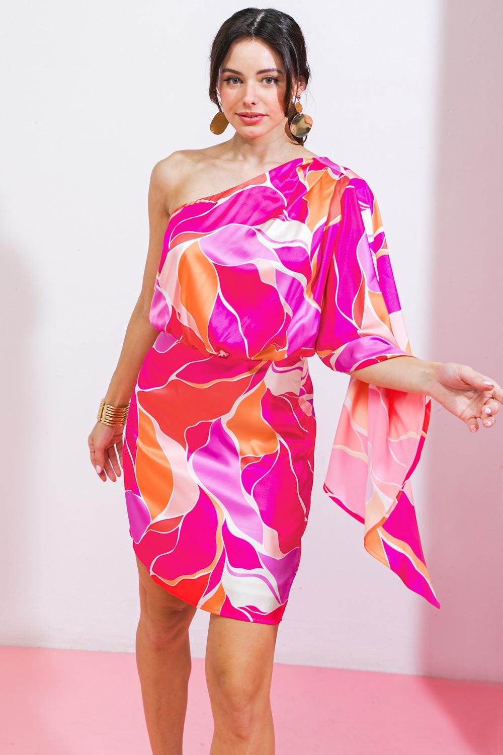 pink satin long dress Flora Satin Maxi Dress
