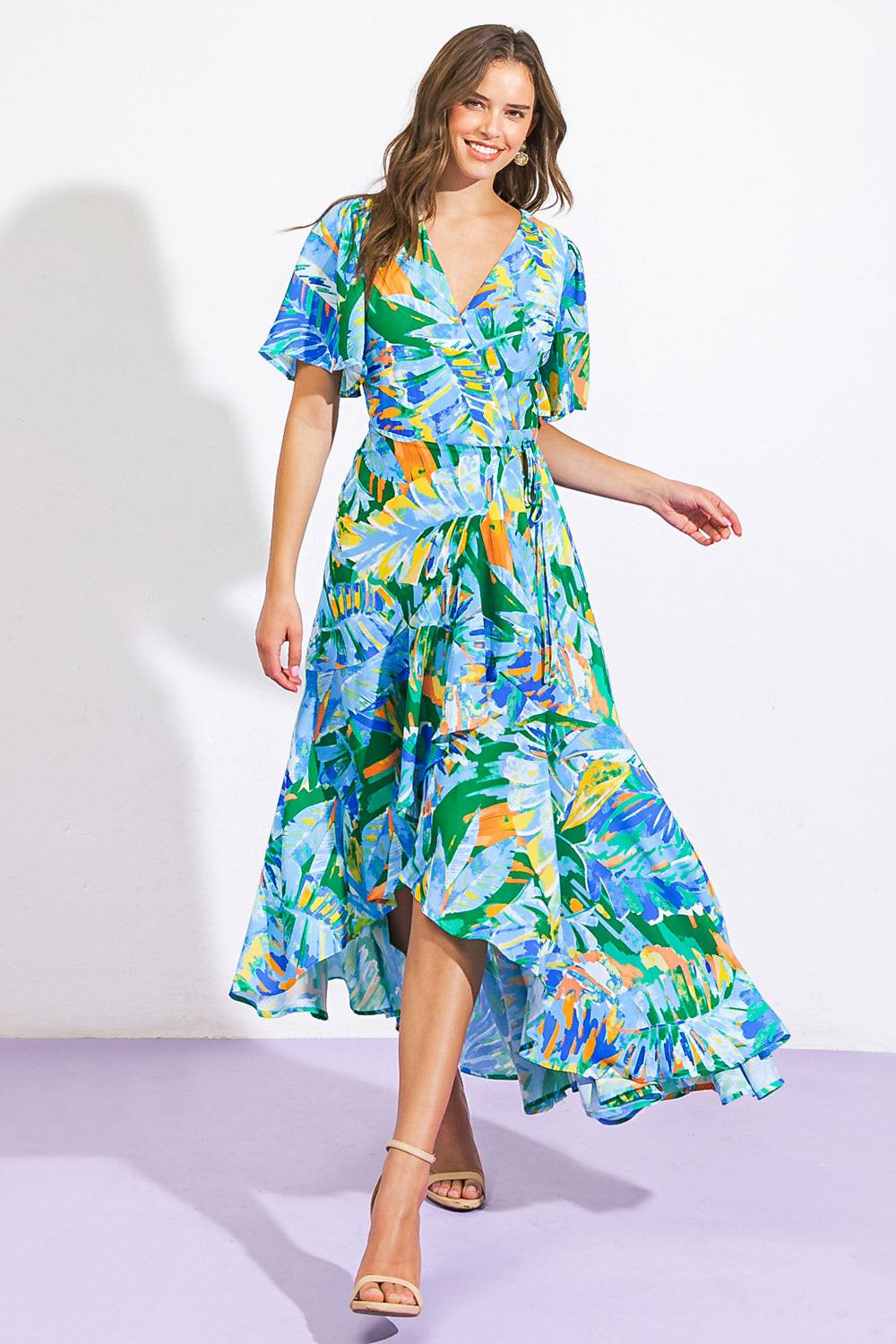 UNEXPECTED SURPRISE WOVEN HI-LO DRESS.