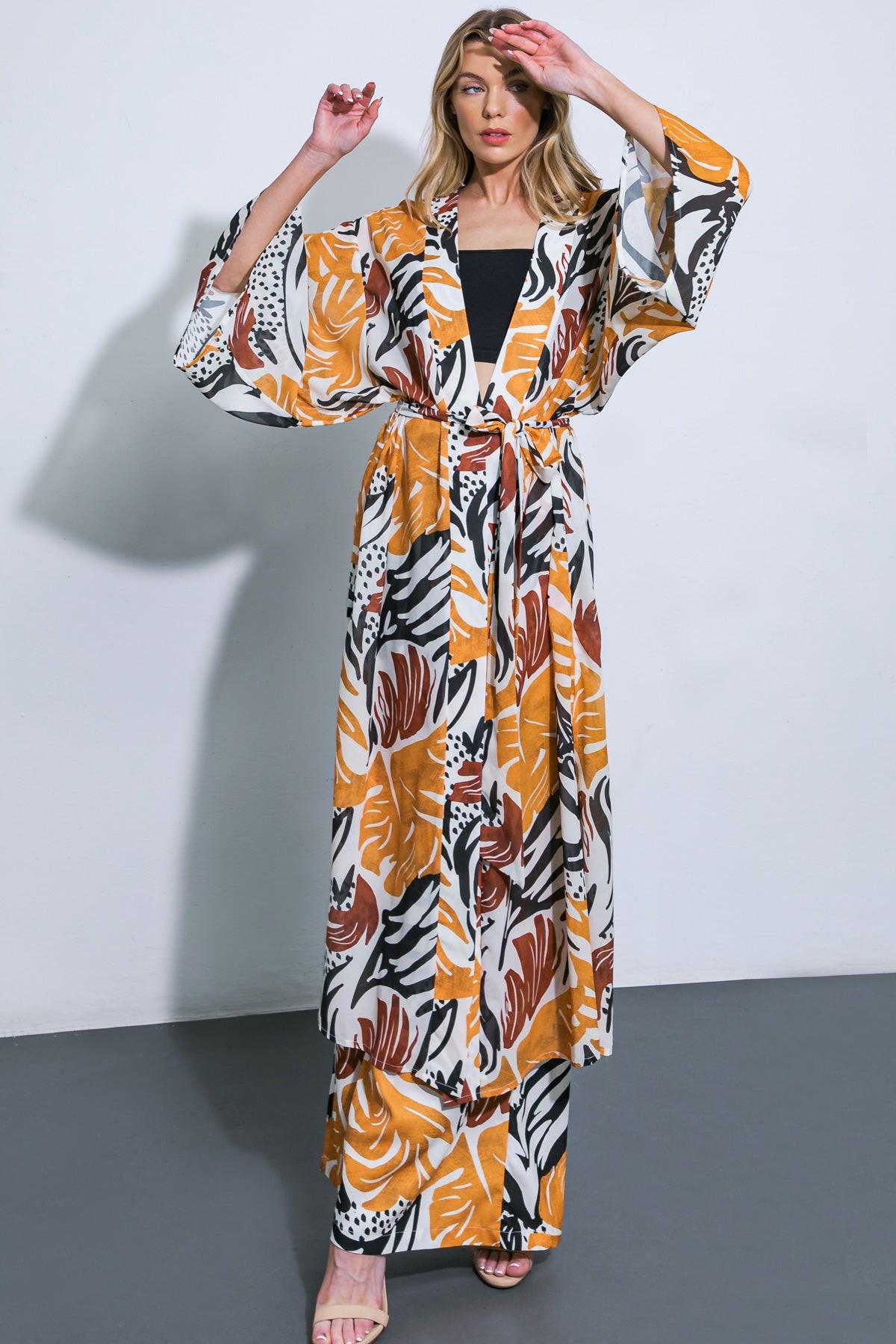 WHERE THE WIND WOVEN MIDI KIMONO.