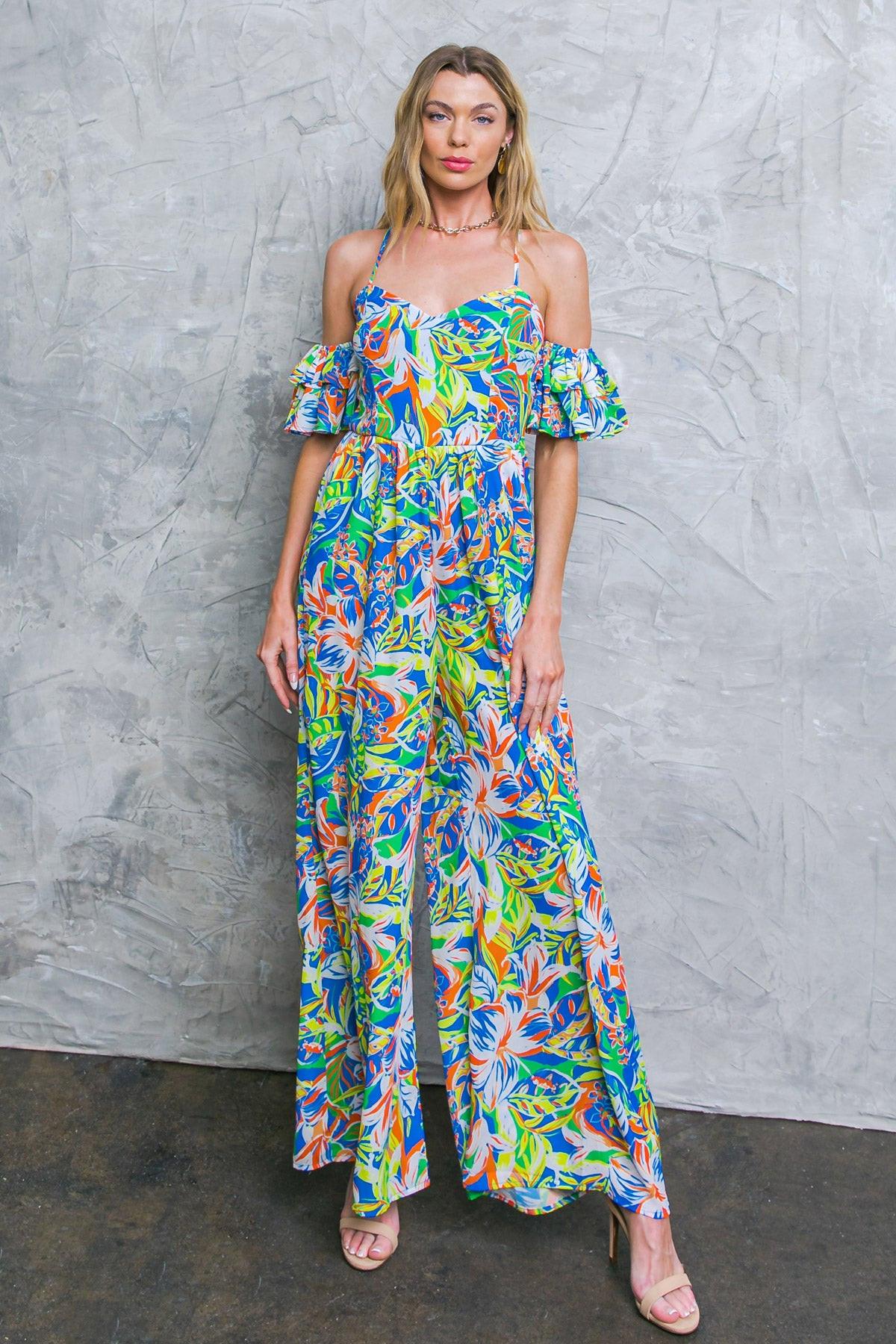 UNSEEN BEAUTY FLORAL WOVEN JUMPSUIT.