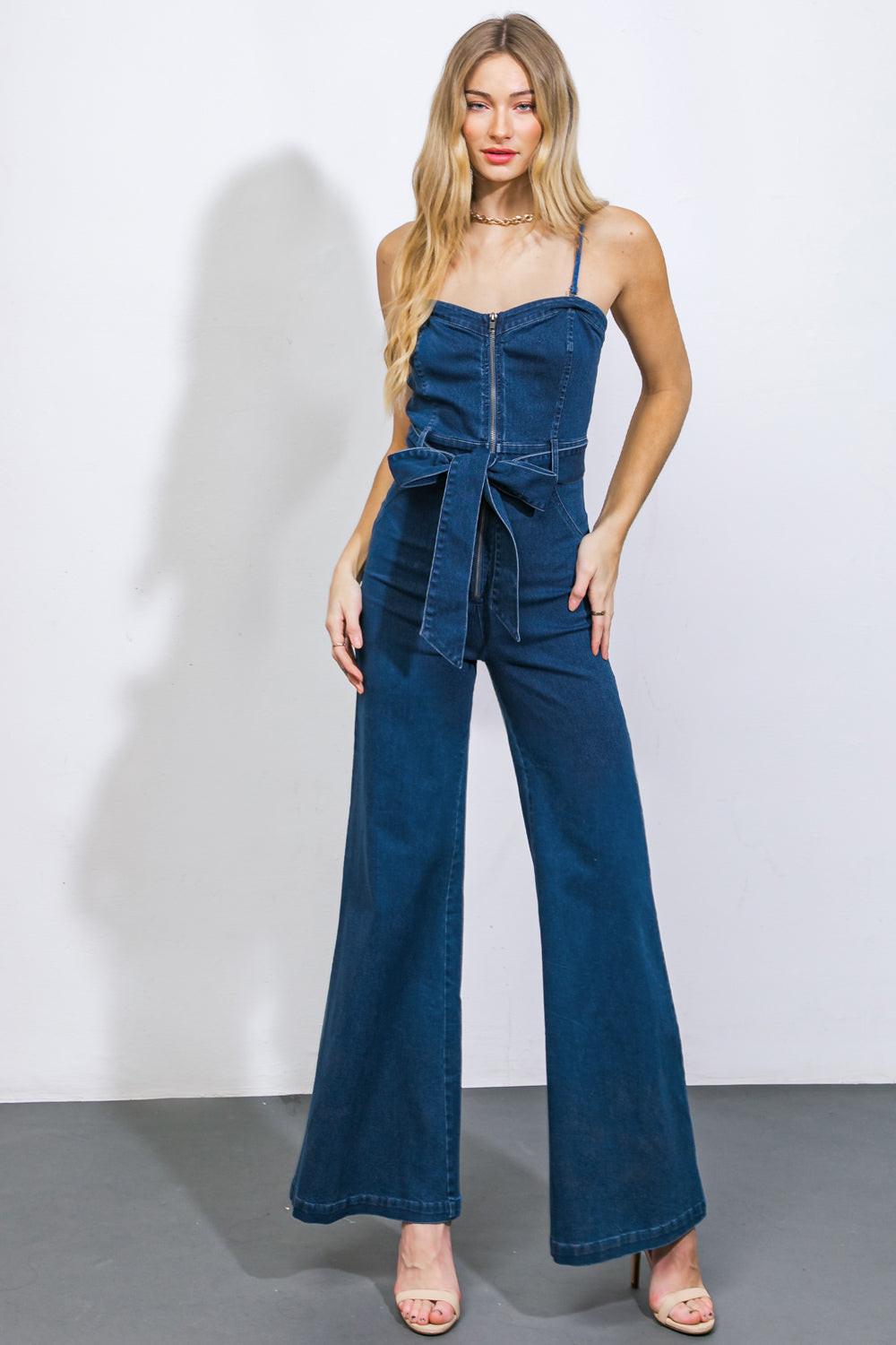 DRIFT AWAY DENIM JUMPSUIT.