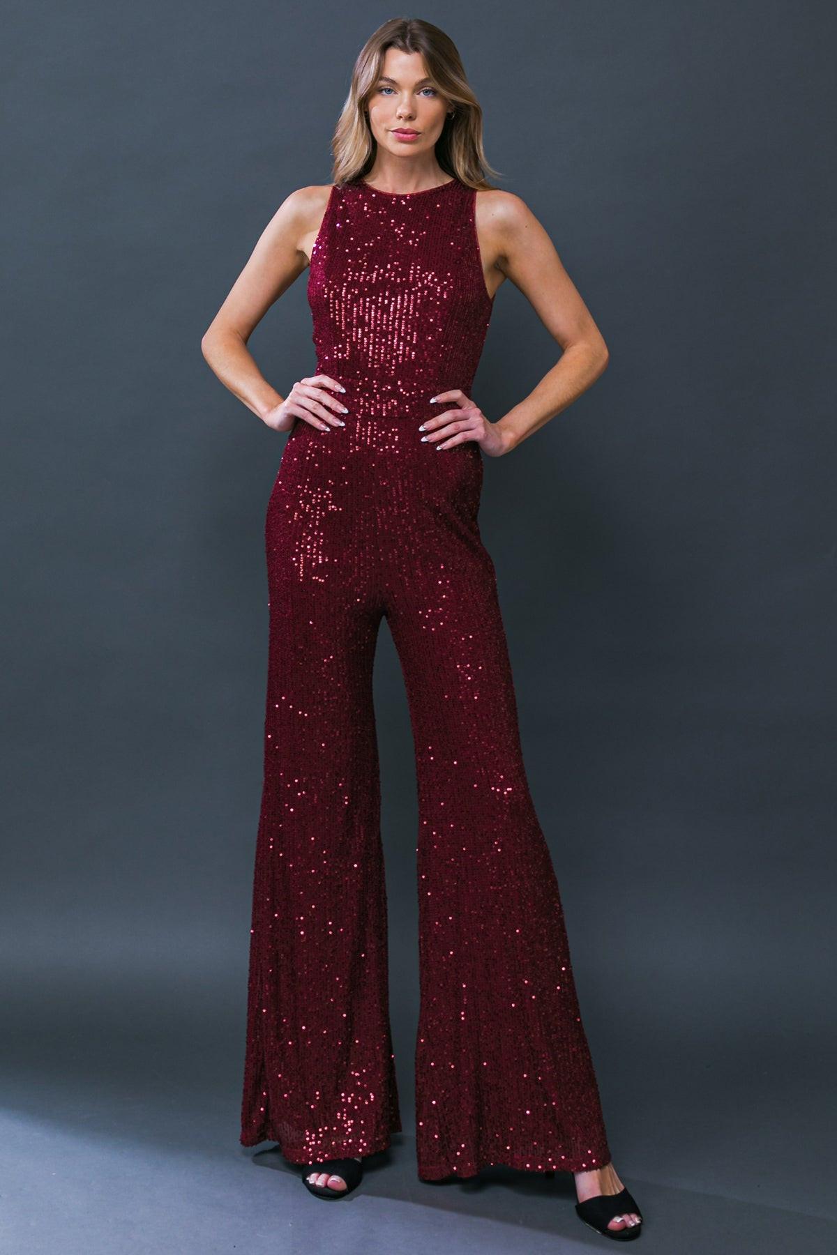 DIVINE WANDERINGS SEQUIN JUMPSUIT.