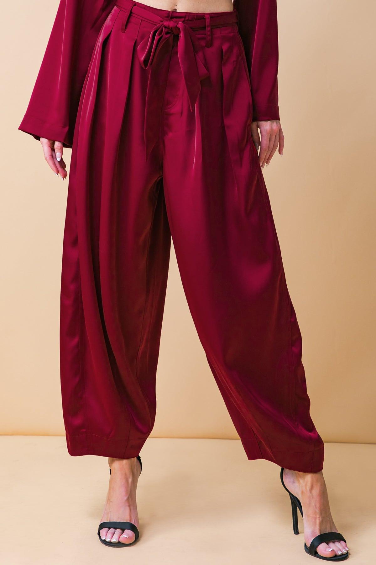POWERFUL CHARM WOVEN SATIN PANTS.
