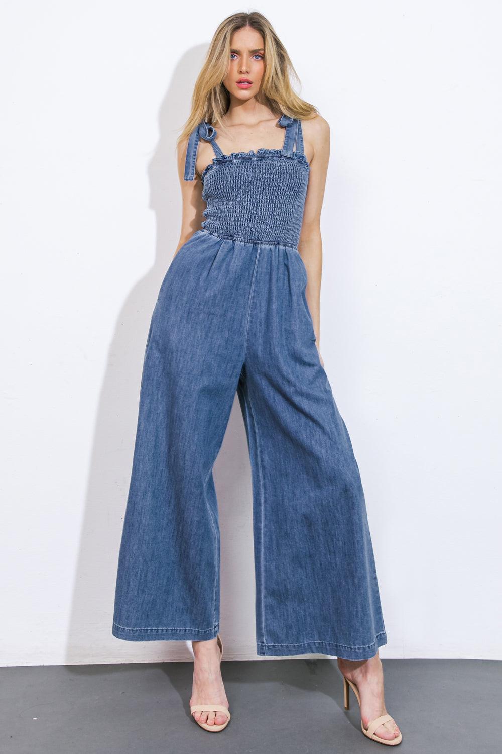 GETTING IT DONE DENIM JUMPSUIT.