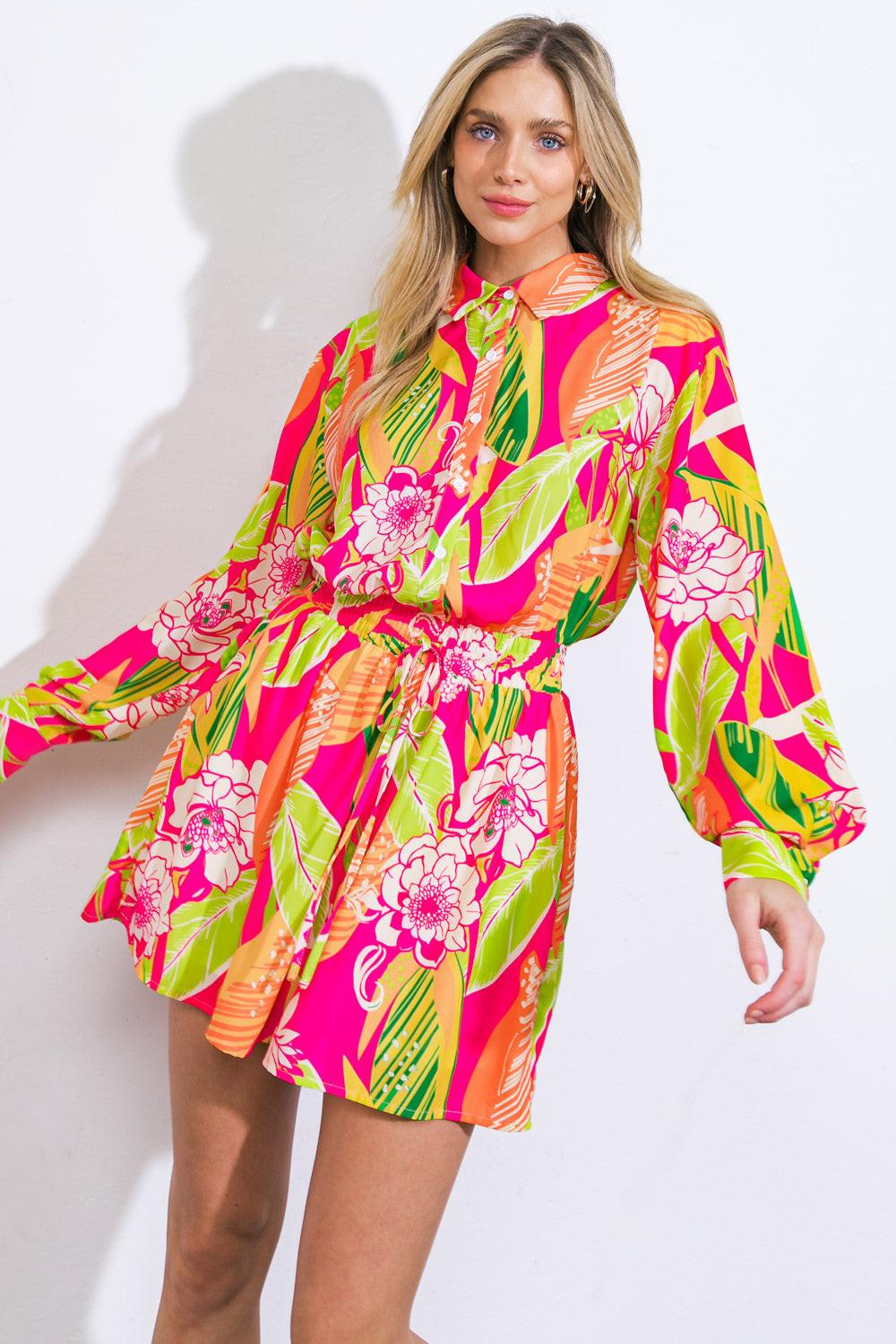 KEEPING YOU COMPANY WOVEN ROMPER.
