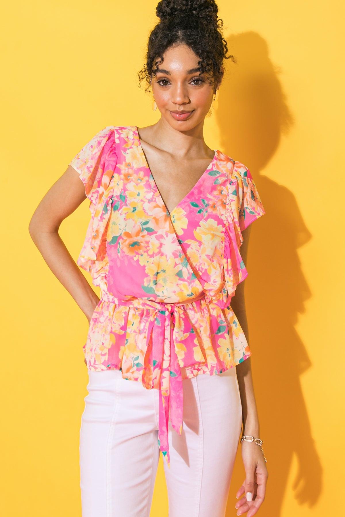 FADED VIEW WOVEN TOP.