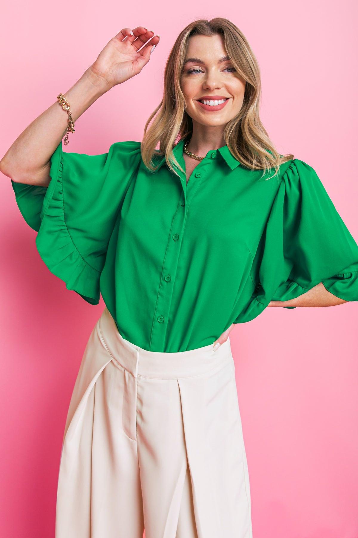 BACK TO BUSINESS WOVEN TOP.