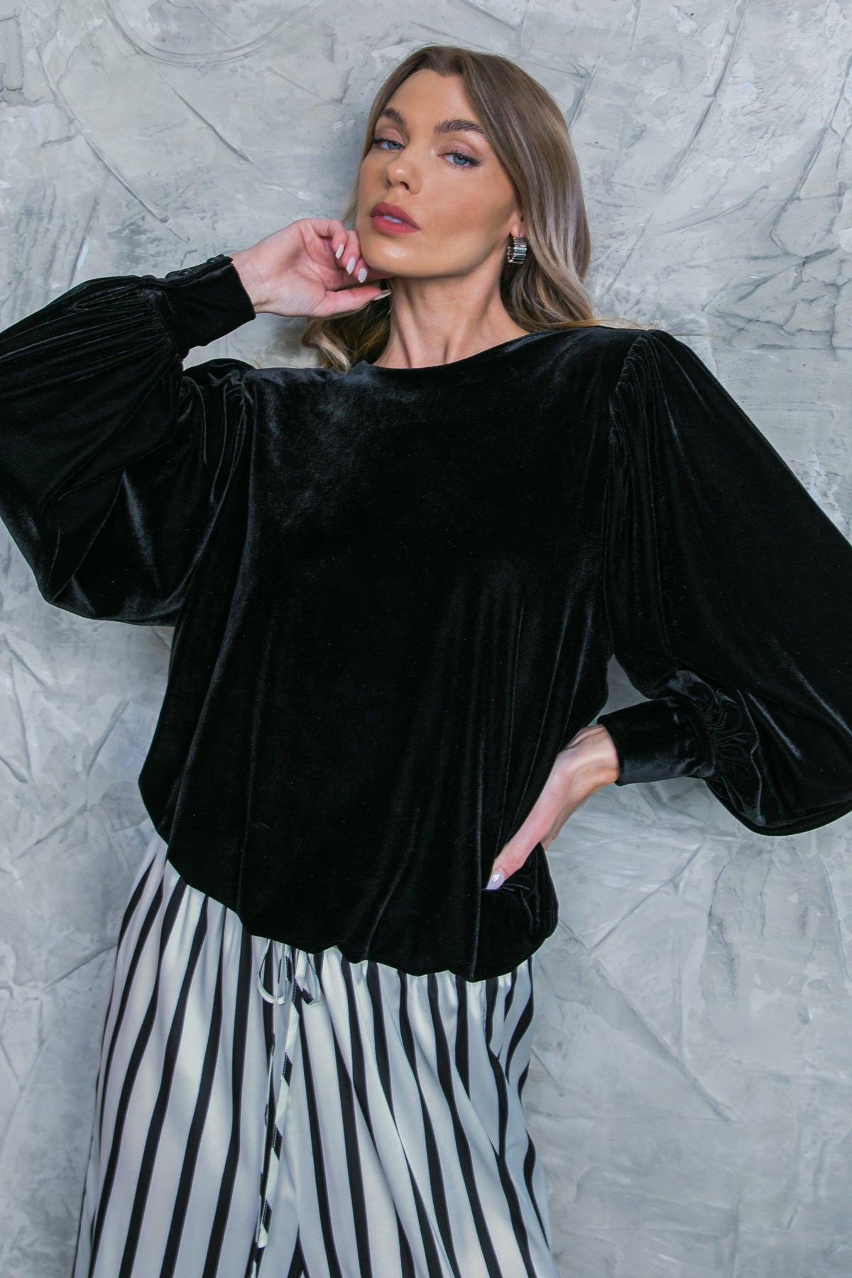 IT'S YOUR TIME VELVET TOP.