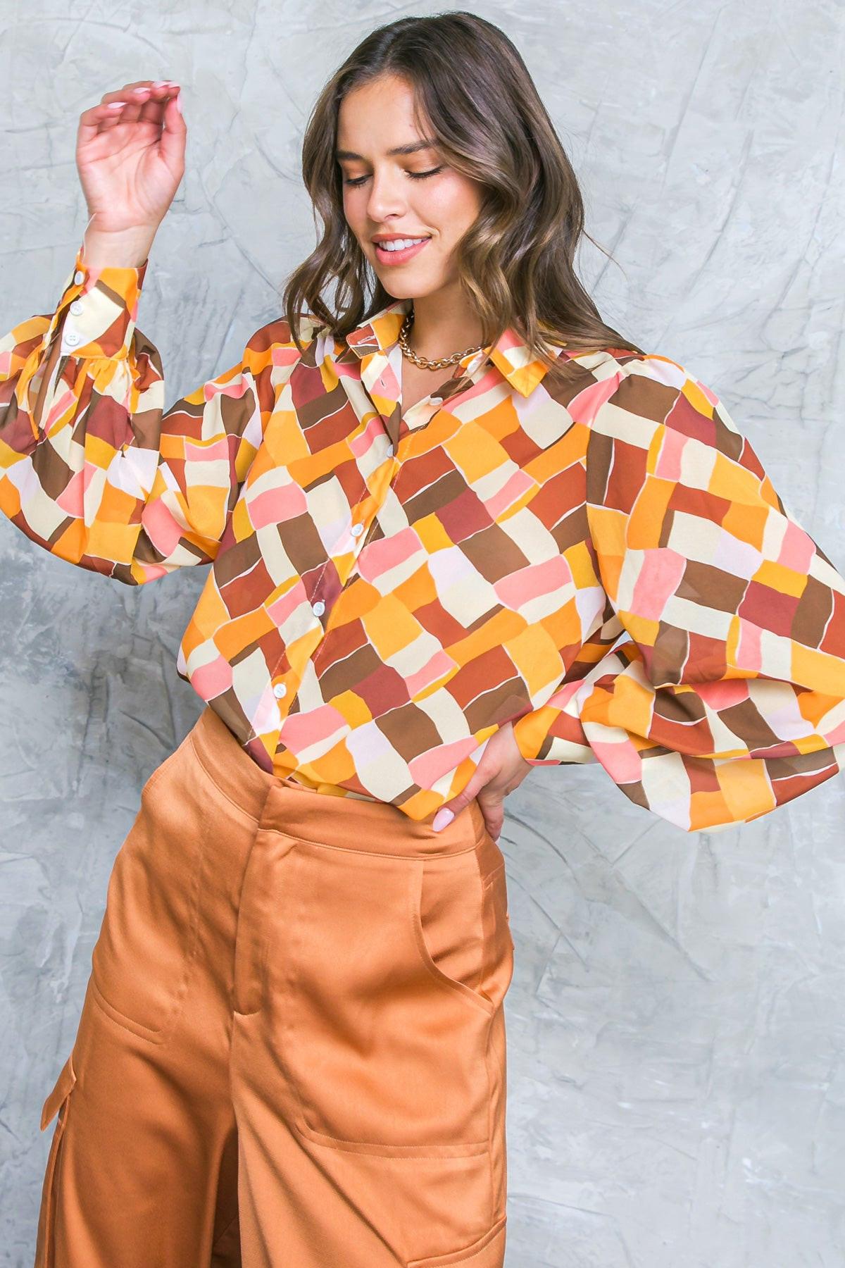 ENJOY EACH DAY WOVEN TOP.