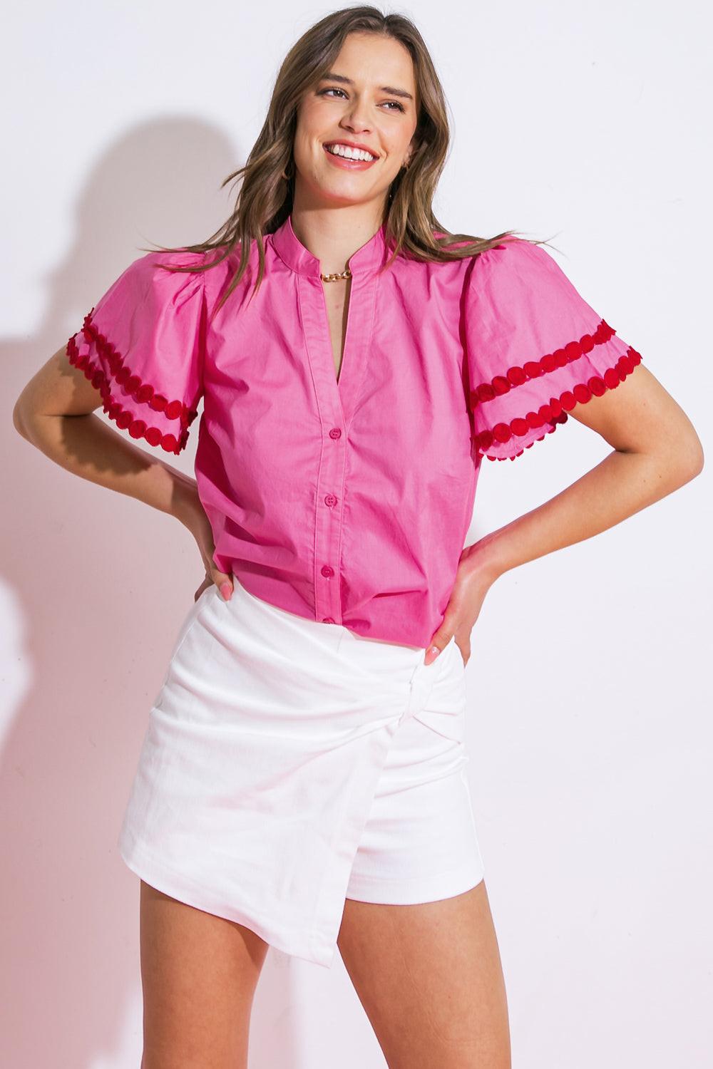 LEARN AS YOU GO WOVEN TOP.