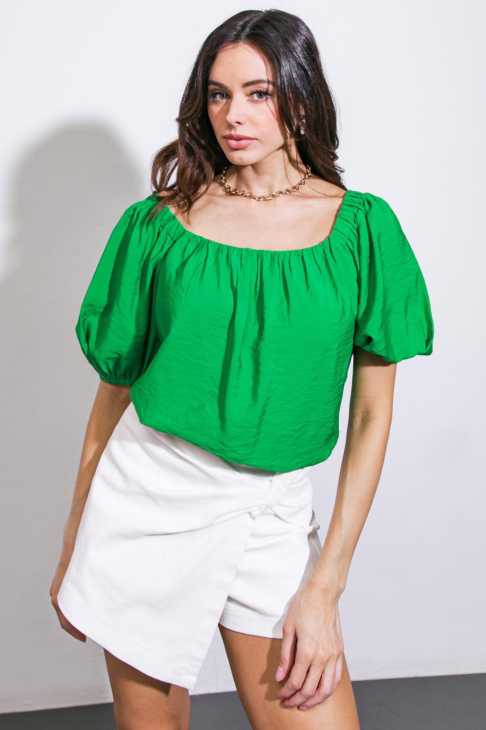 CALL TO ACTION WOVEN TOP.