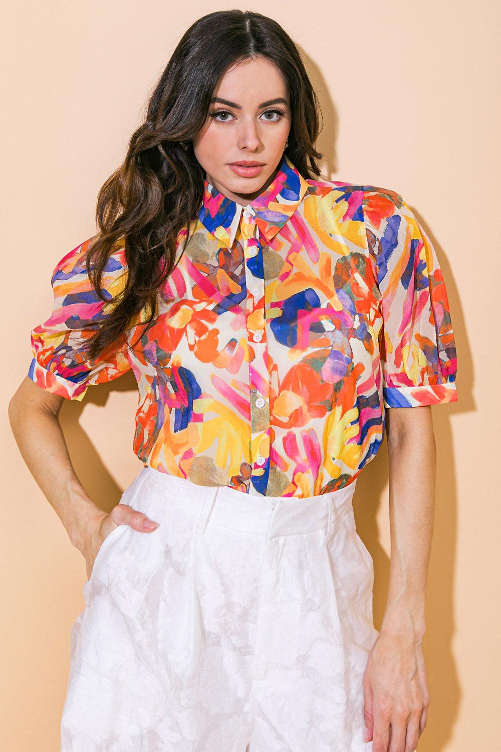 I CROSS MY HEART WOVEN TOP.