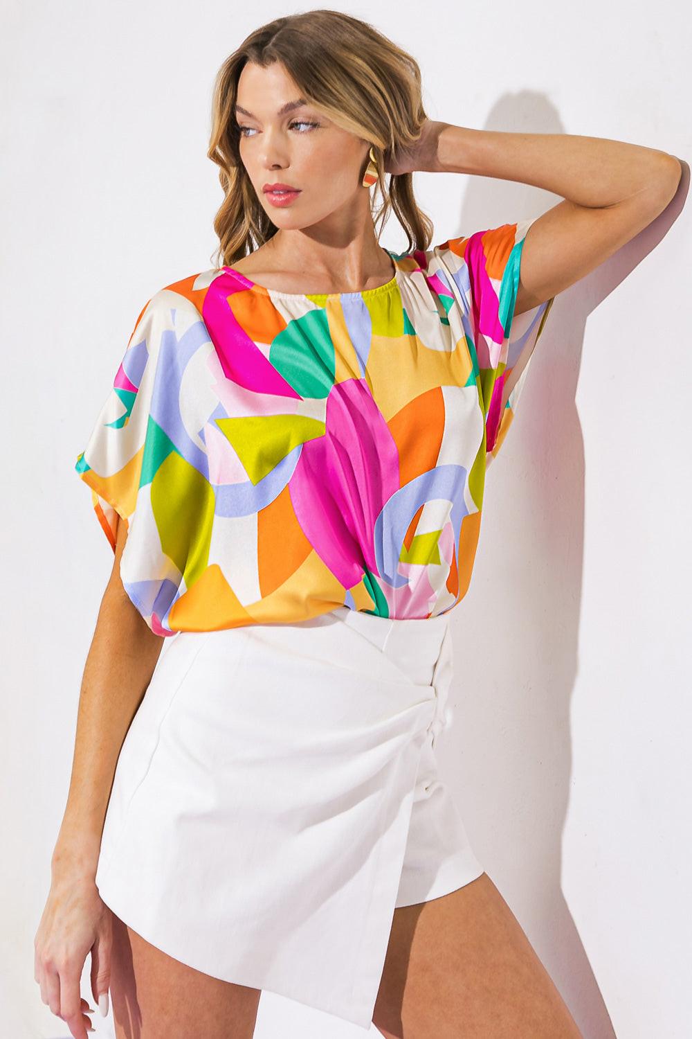 BREATHE FREELY WOVEN TOP.