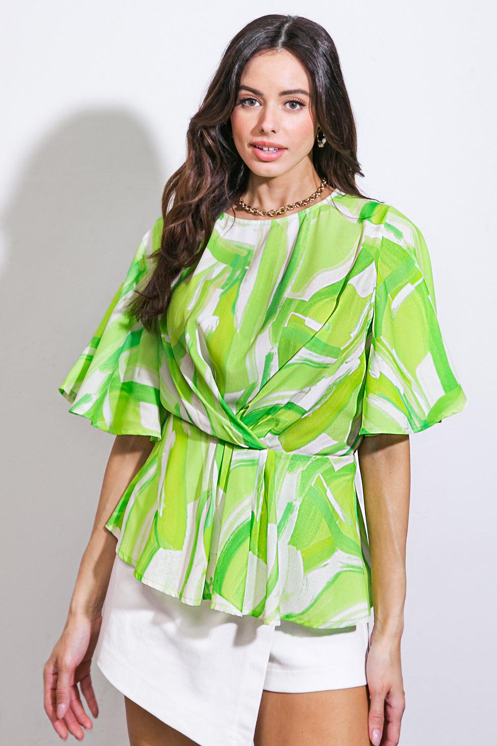 EASY TO SAY WOVEN TOP.