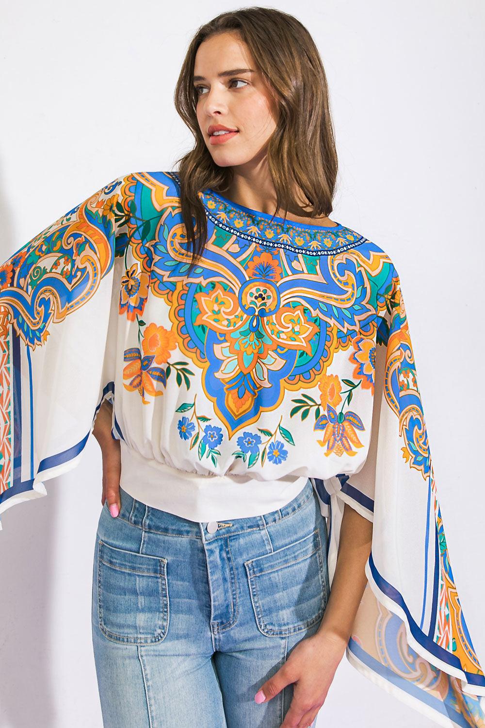 RIGHT THIS WAY WOVEN TOP.