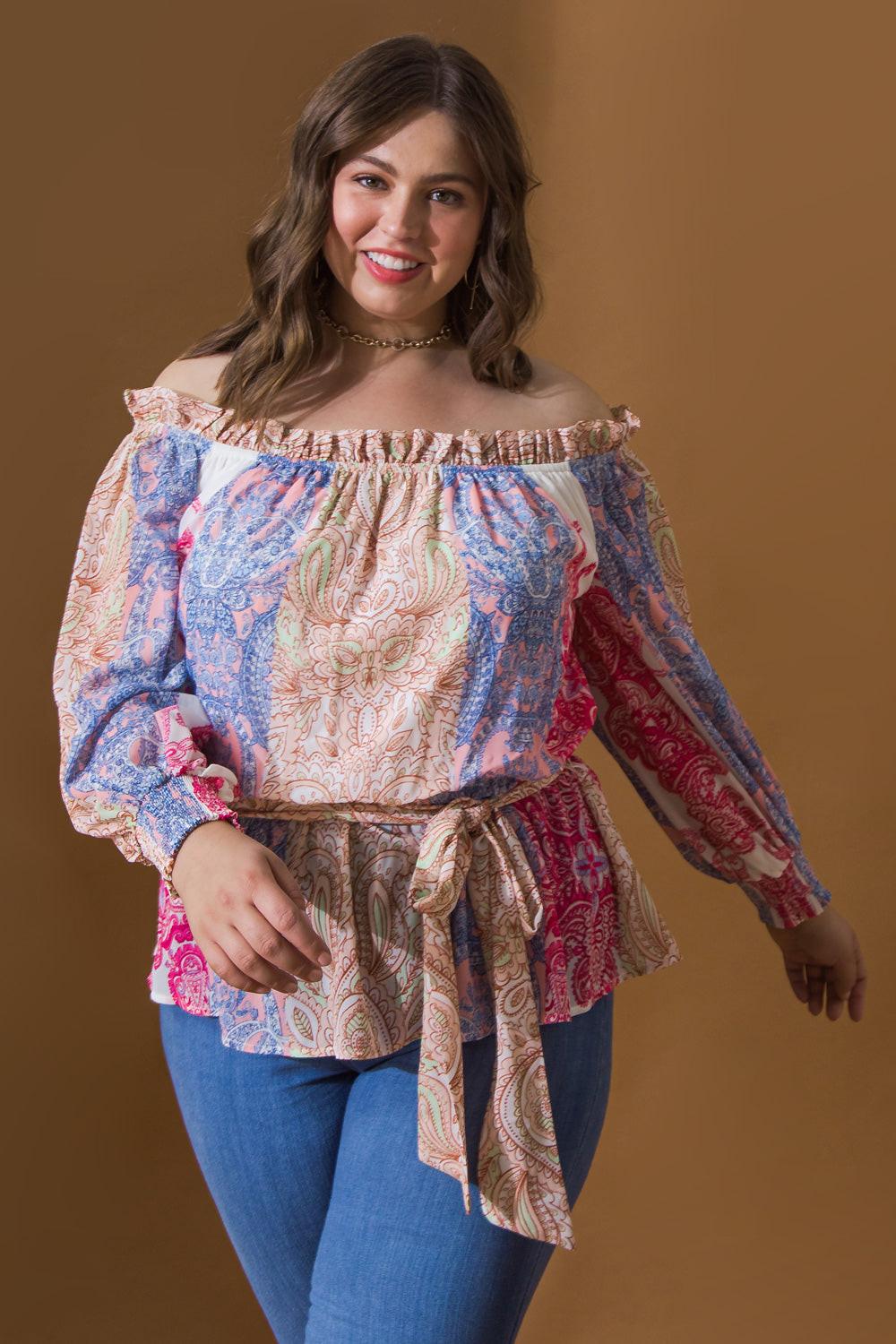 EVENING GALA WOVEN OFF SHOULDER TOP.