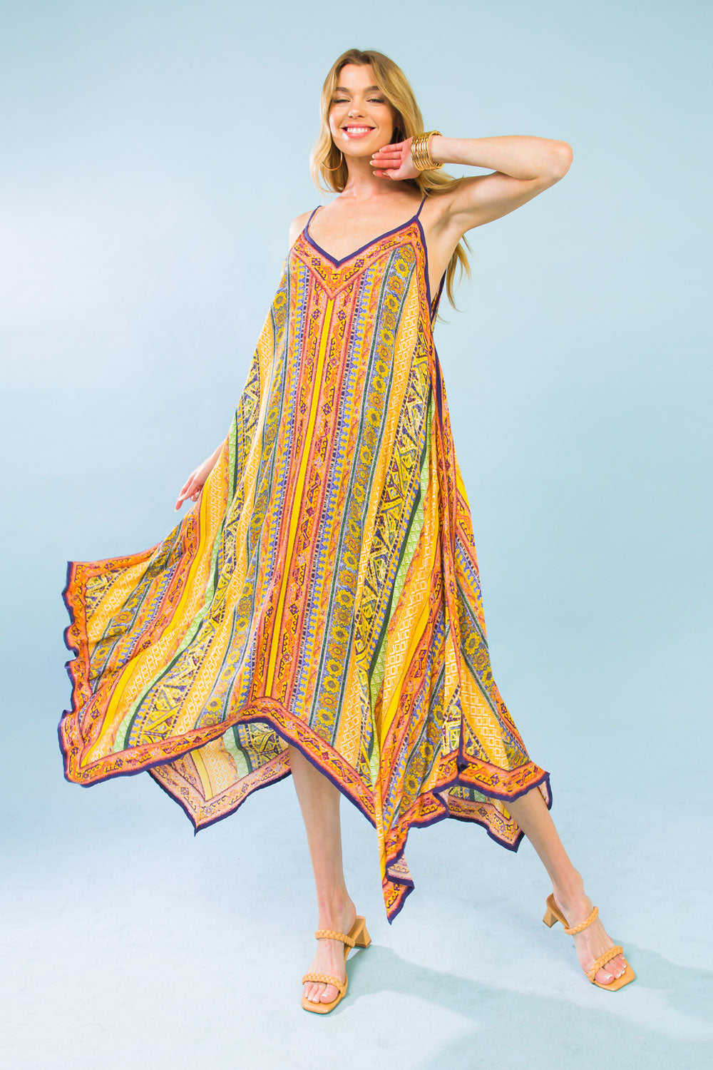 Make a statement in our LOVING ENDEAVOR HANKY DRESS. Cinched at the waist with adjustable straps, this midi dress will steal the show! Embodying timeless style, you'll be taking any look from everyday ease to daring elegance in one move. Let this be your adventure!