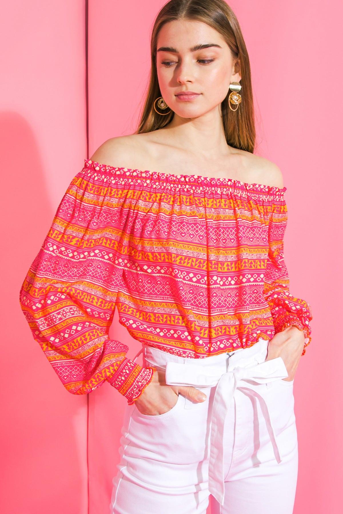COSMO PLEASE WOVEN TOP.