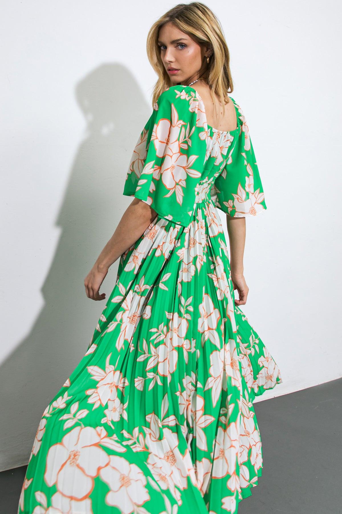 MESSAGE IN A BOTTLE WOVEN MIDI DRESS.