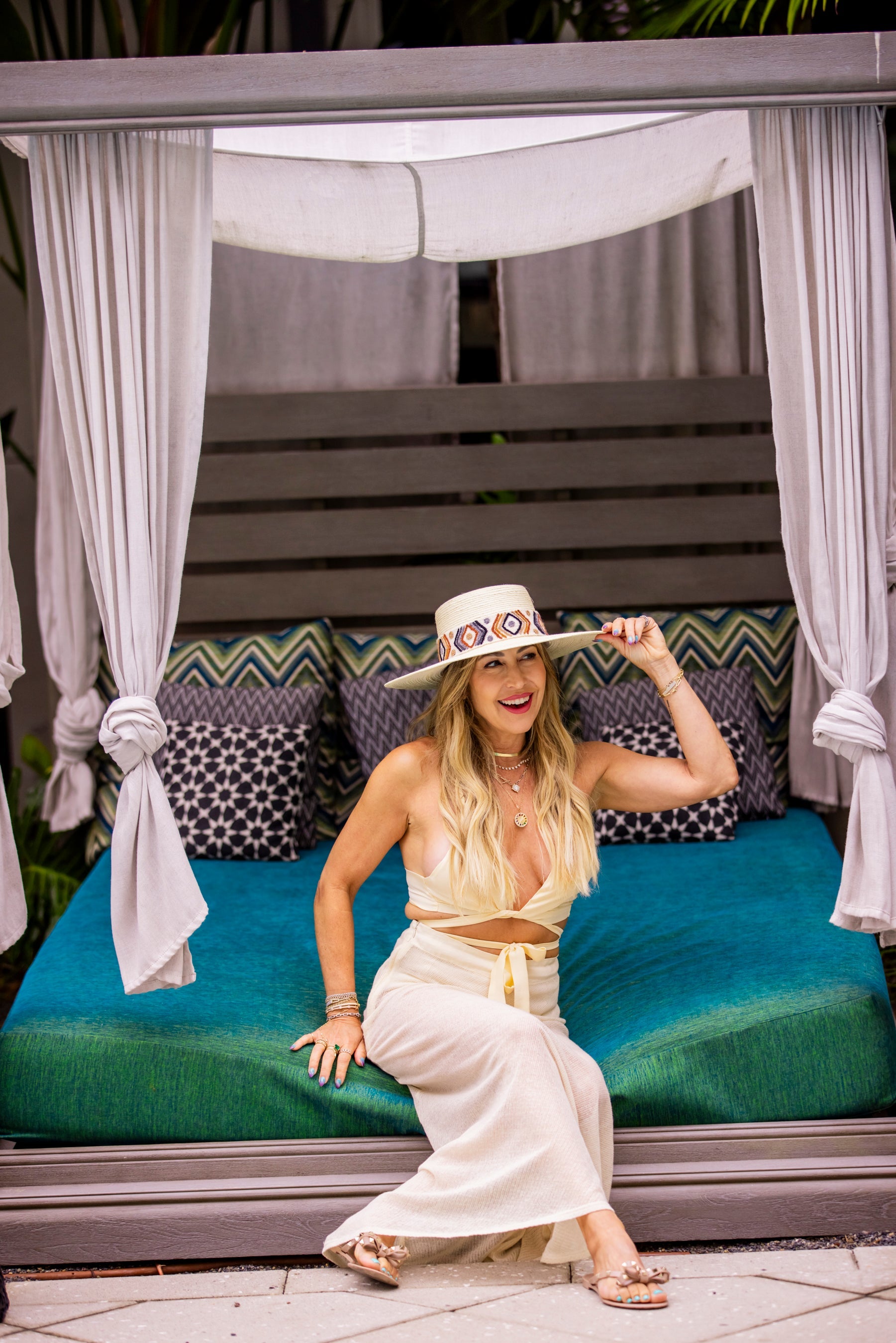 Spanish White Palm Leaf Straw Hat