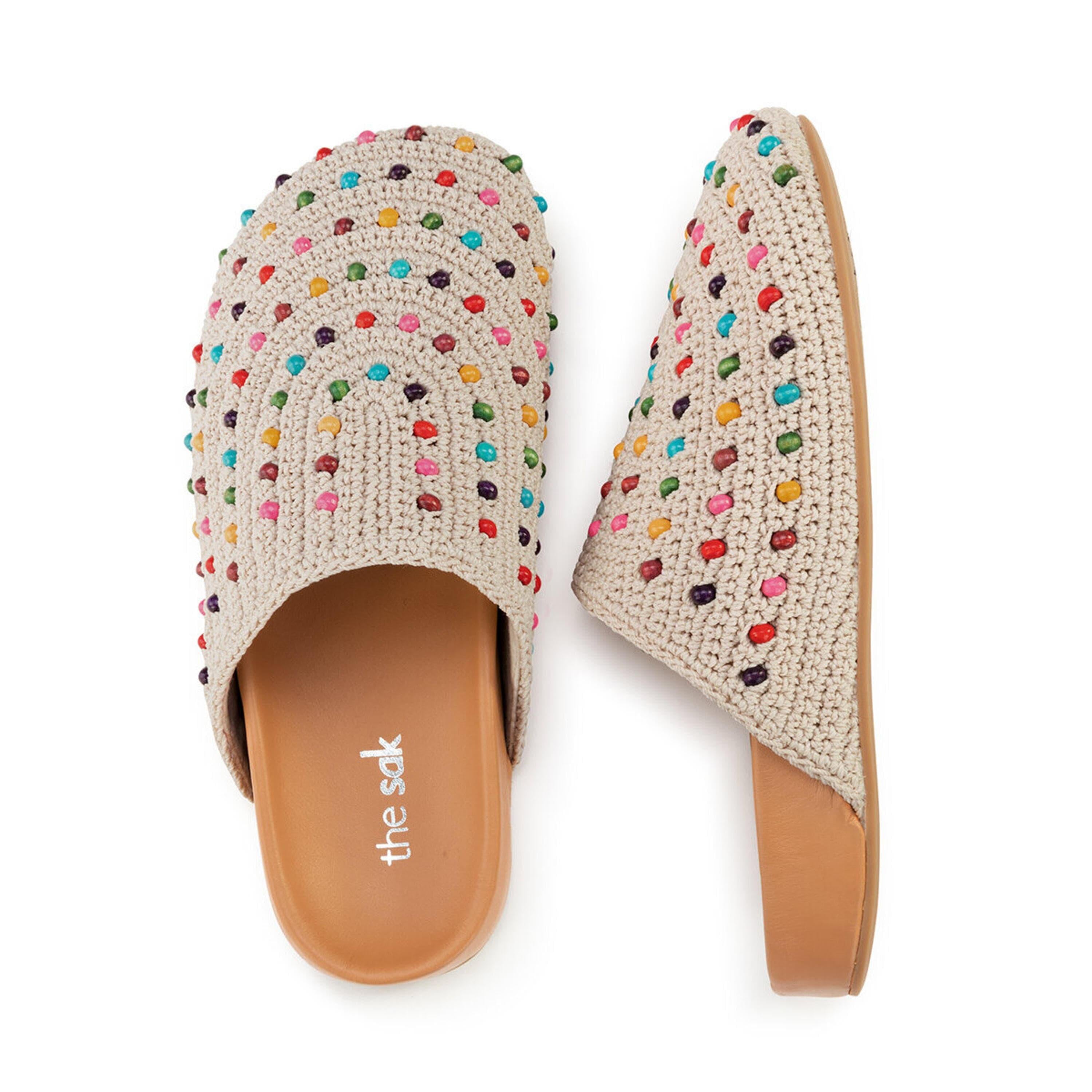 Bolinas Clog - Hand Crochet - Ecru Multi Beads