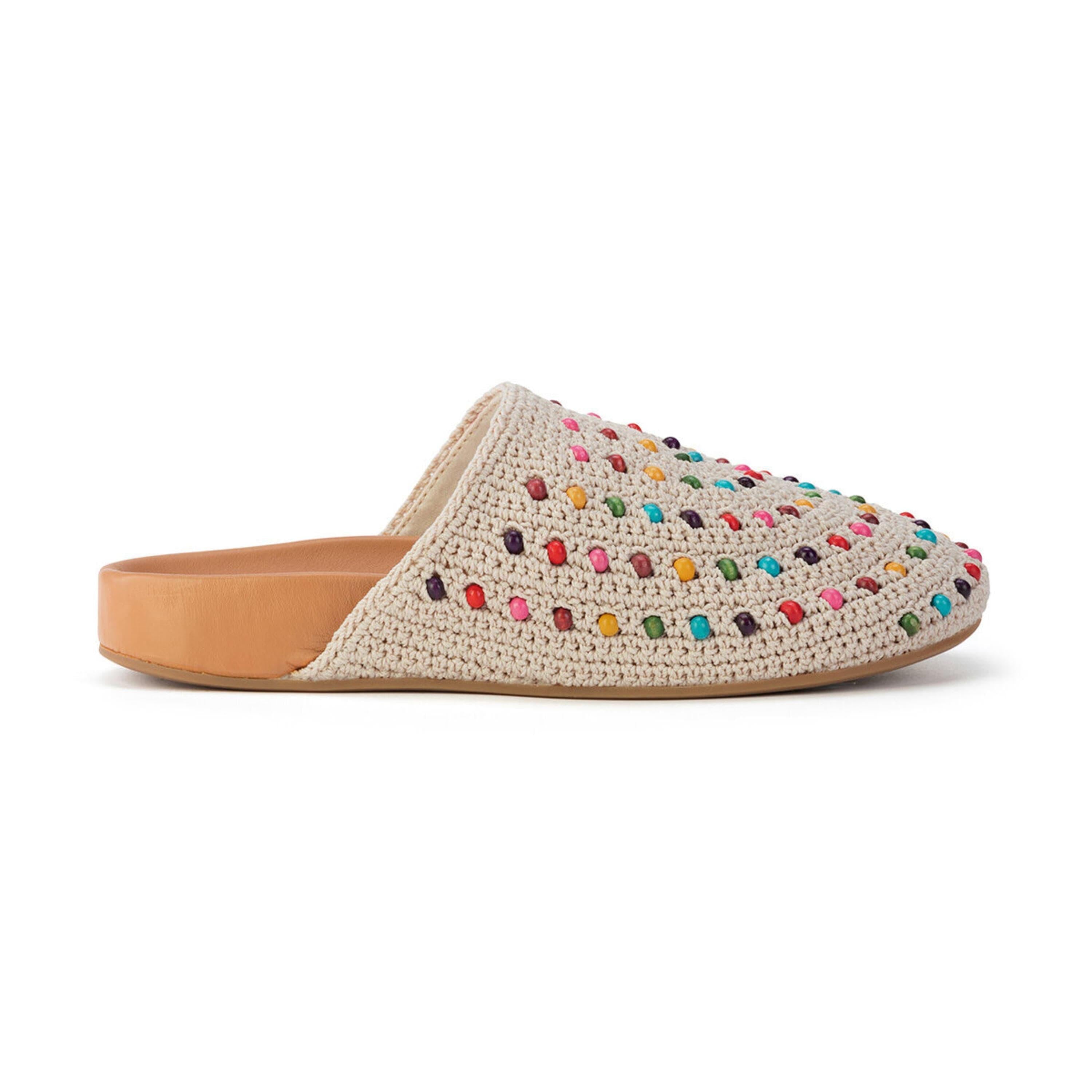 Bolinas Clog - Hand Crochet - Ecru Multi Beads