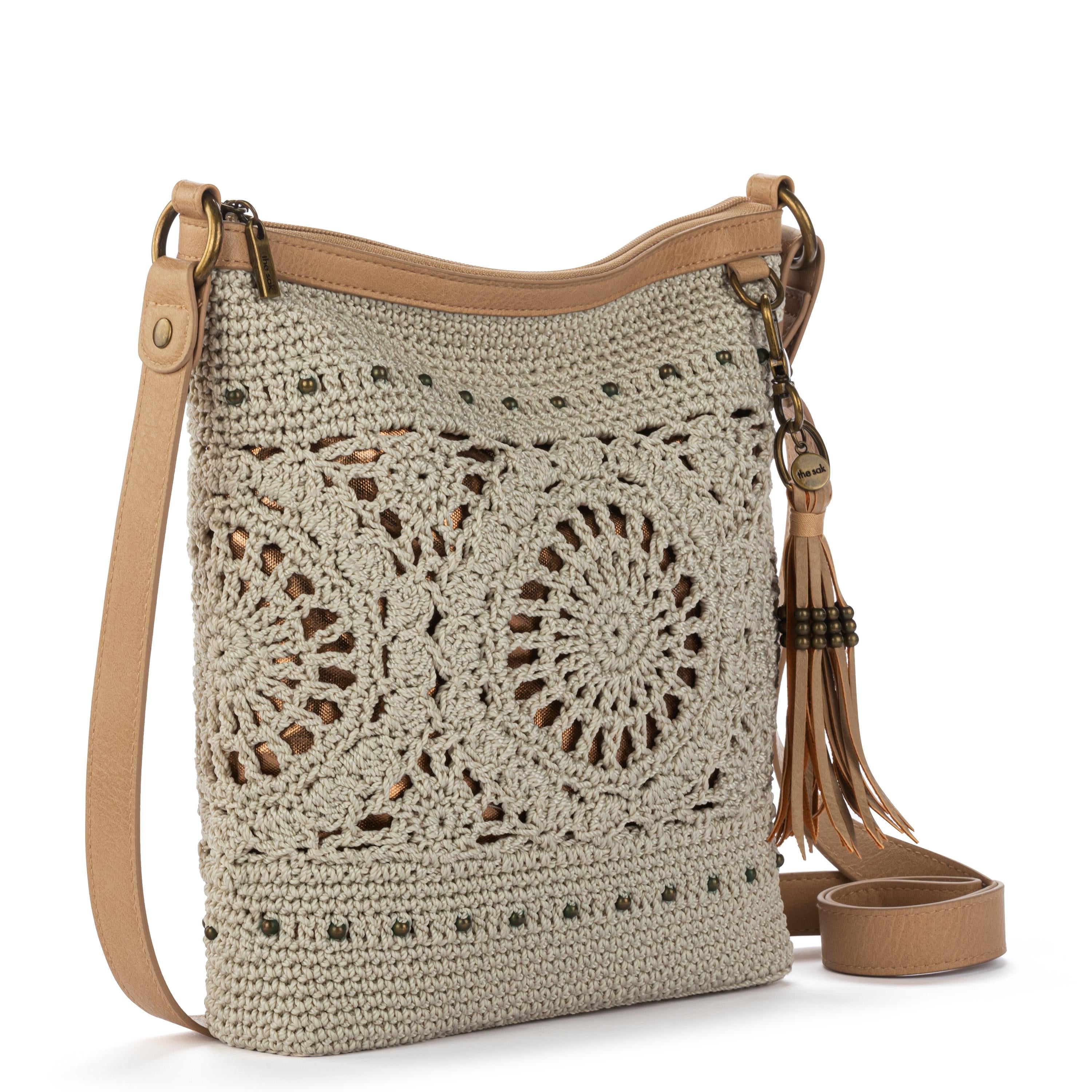 Lucia Crossbody - Hand Crochet - Natural Grey Medallion