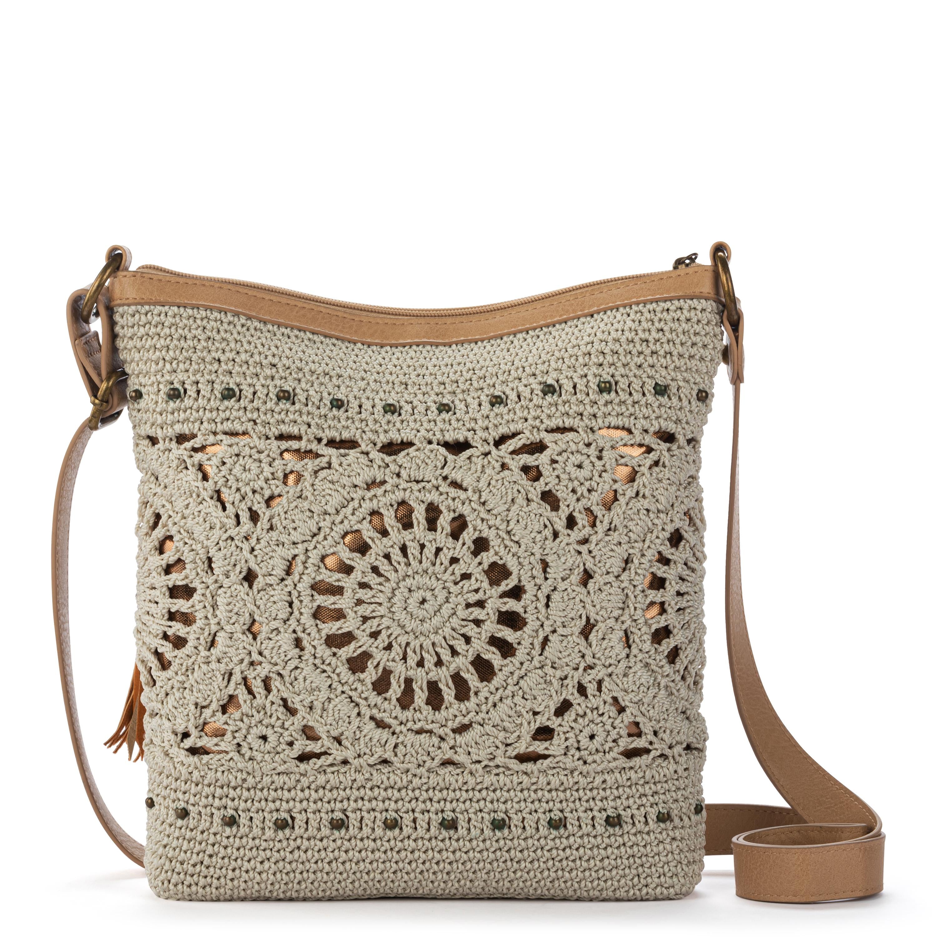 Lucia Crossbody - Hand Crochet - Natural Grey Medallion