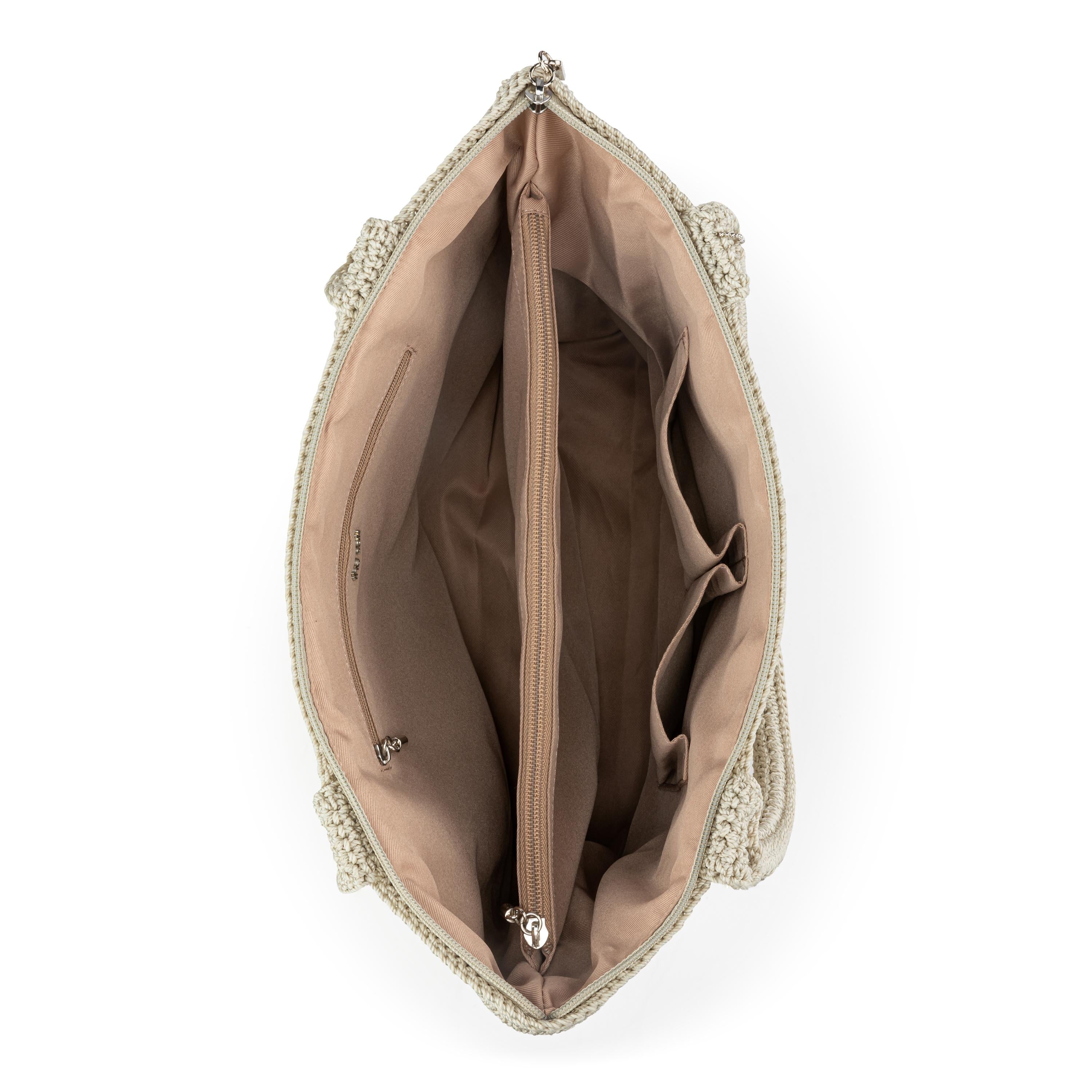 Crafted Classic Carryall - Hand Crochet - Natural Grey Medallion