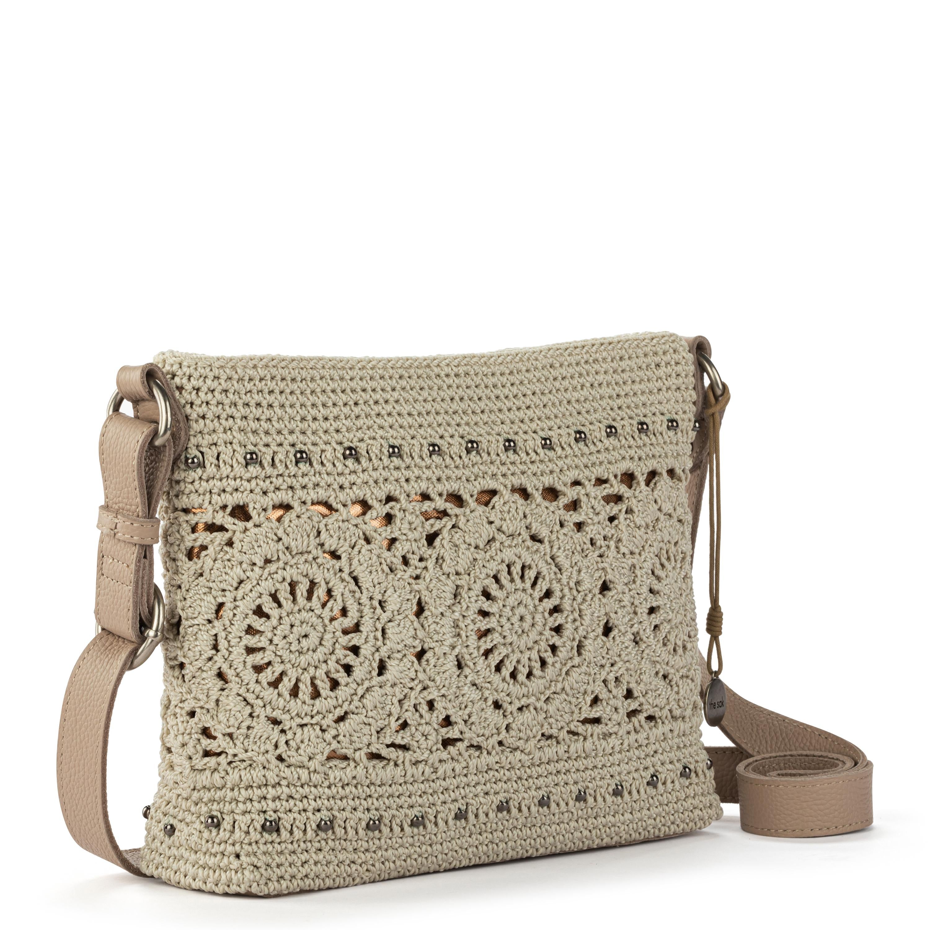 Melrose Crossbody - Hand Crochet - Natural Grey Medallion