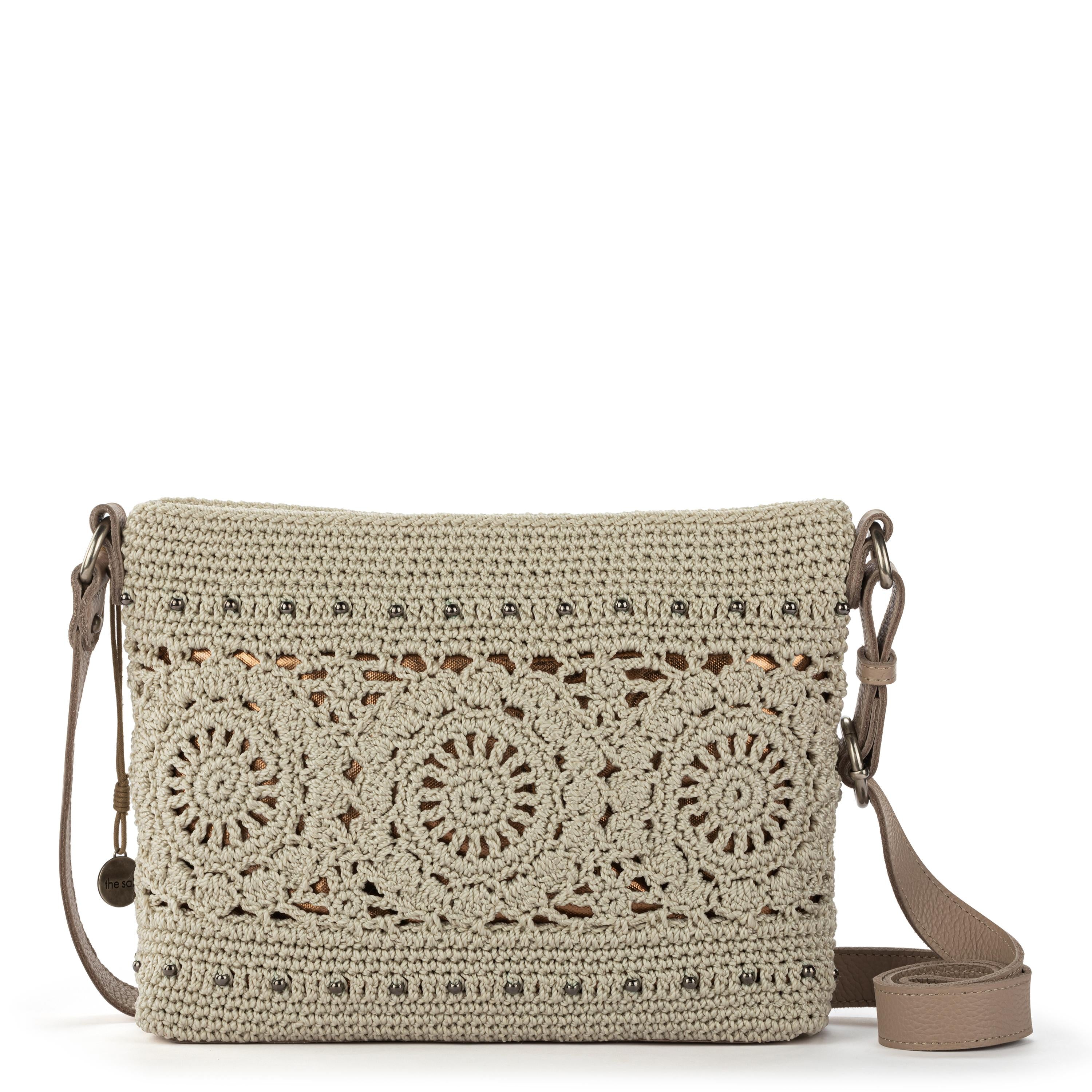 Melrose Crossbody - Hand Crochet - Natural Grey Medallion