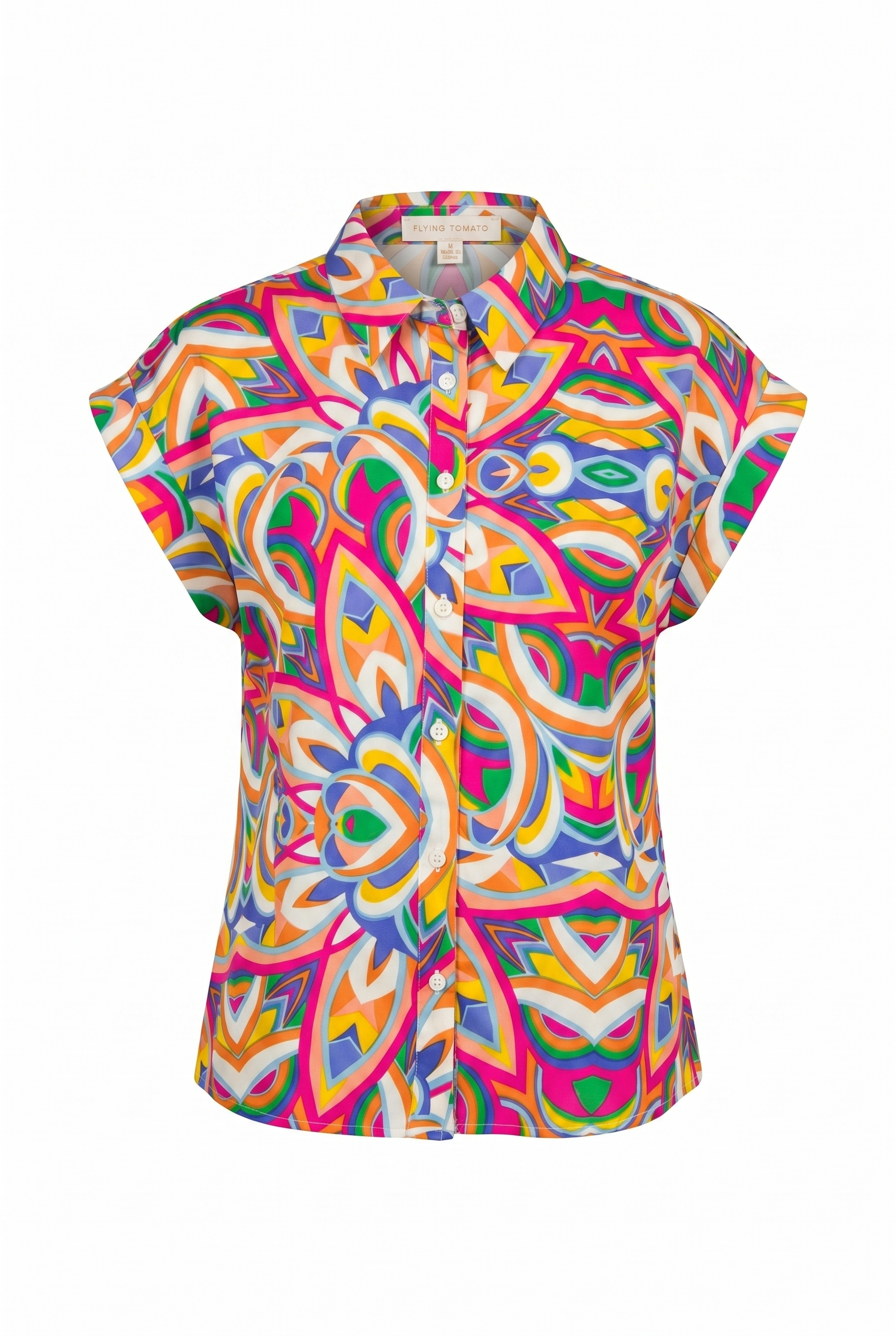Colorful collared button up top | Flying Tomato