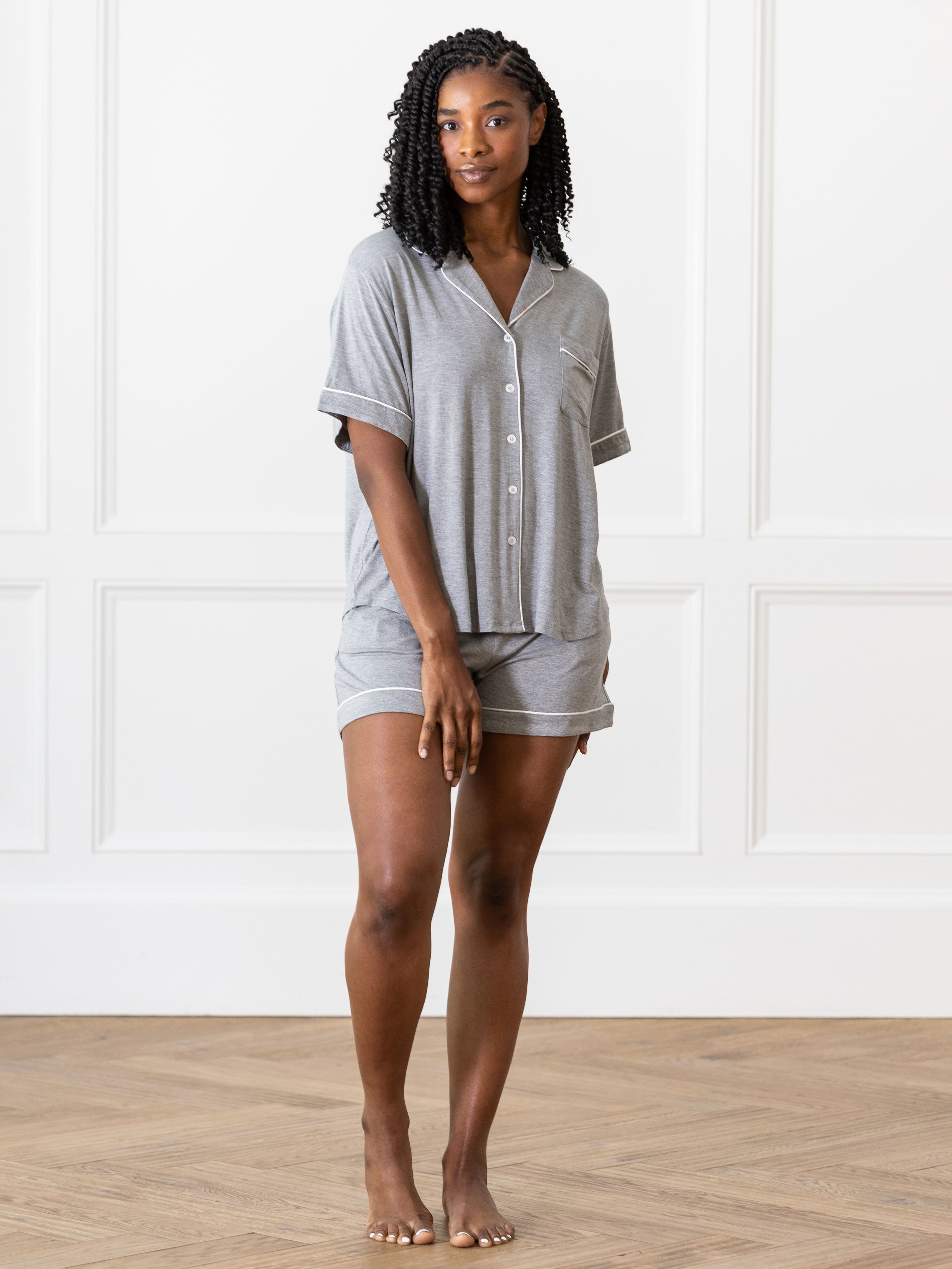 Women's Stretch-Knit Short Sleeve Bamboo Pajama Set