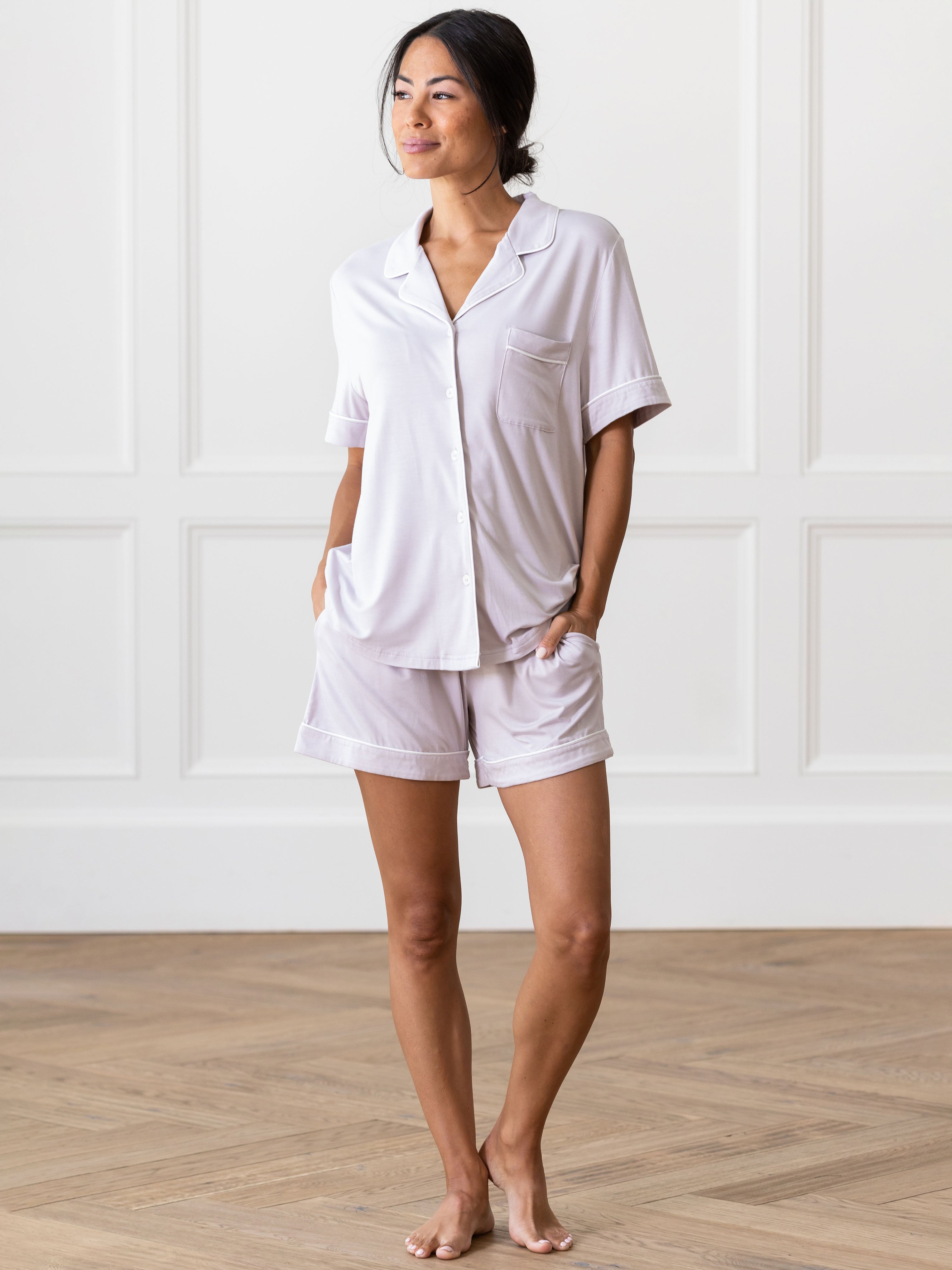 Women's Stretch-Knit Short Sleeve Bamboo Pajama Set