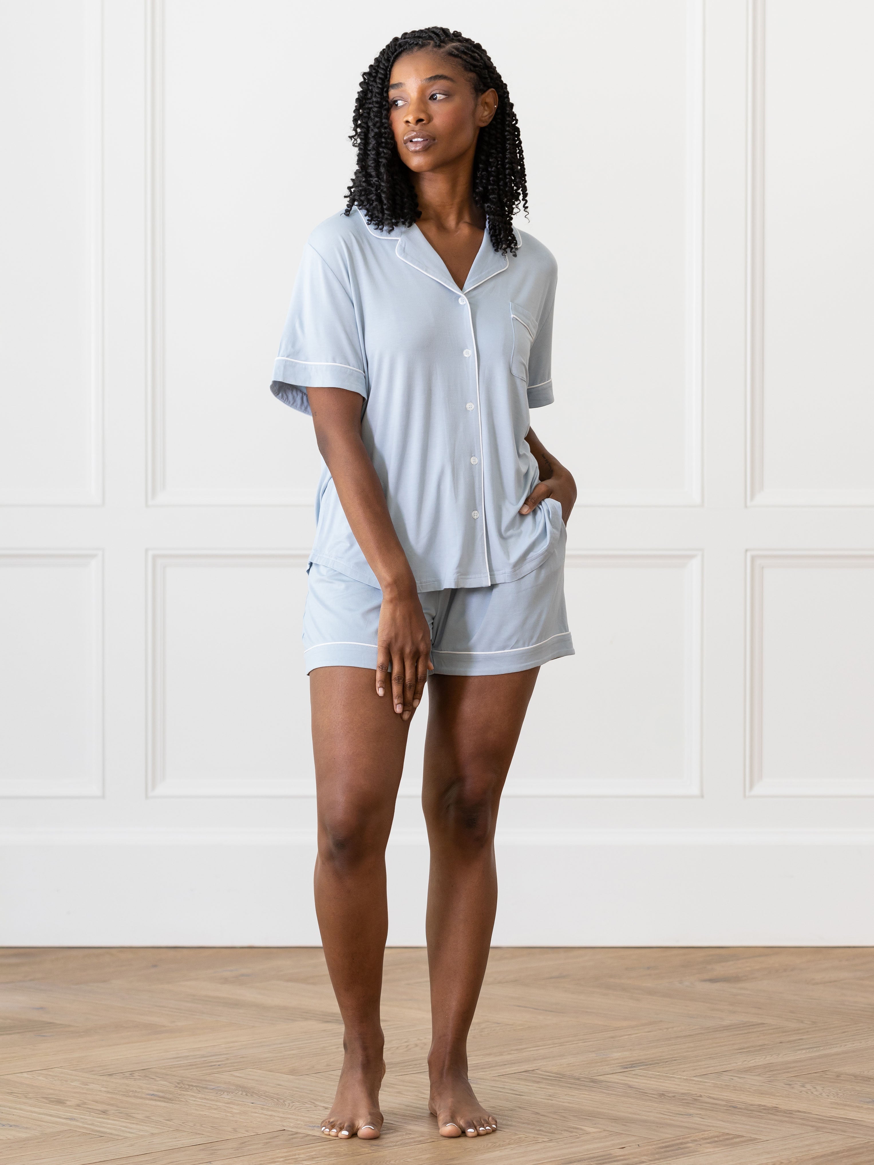 Women's Stretch-Knit Short Sleeve Bamboo Pajama Set