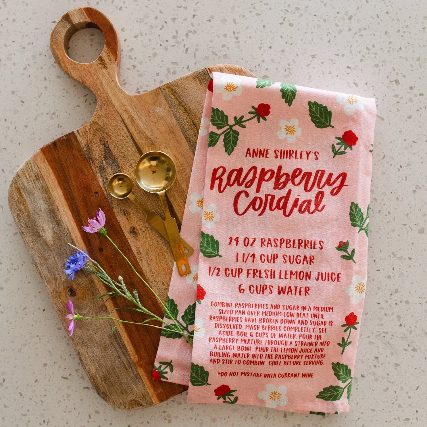 Raspberry Cordial Tea Towel