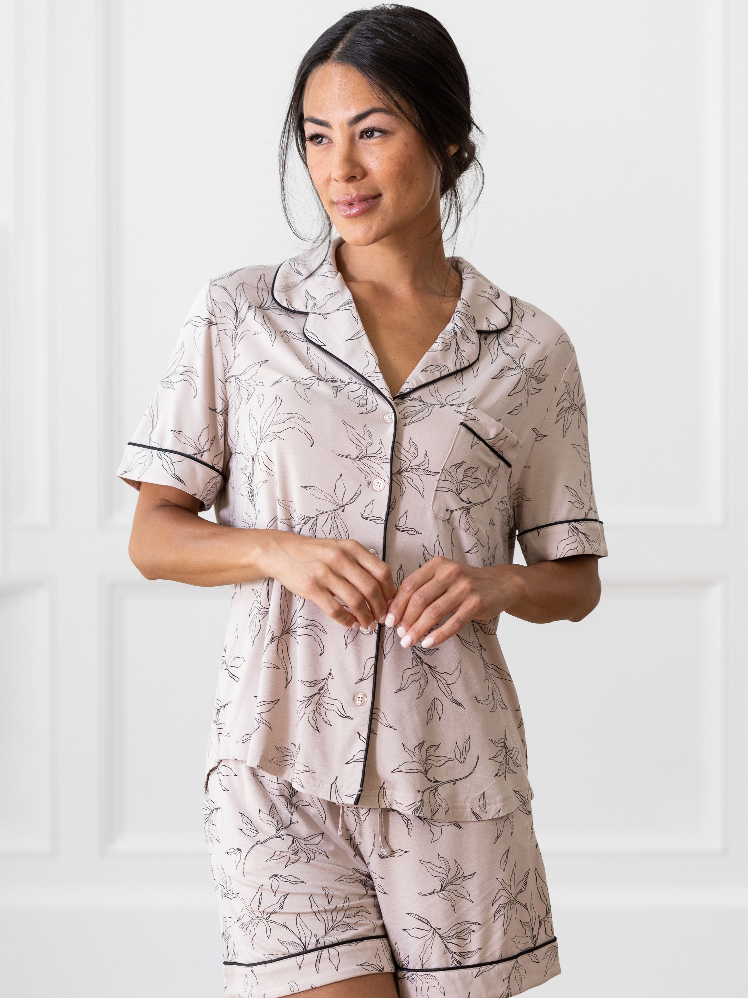 Women's Stretch-Knit Short Sleeve Bamboo Pajama Set