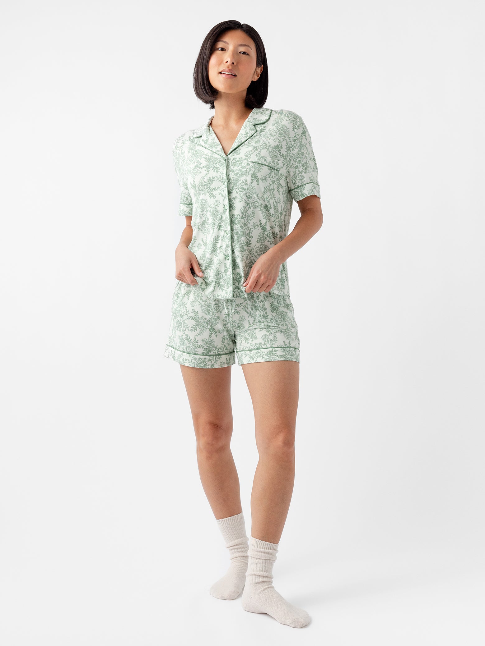 Women's Stretch-Knit Short Sleeve Bamboo Pajama Set