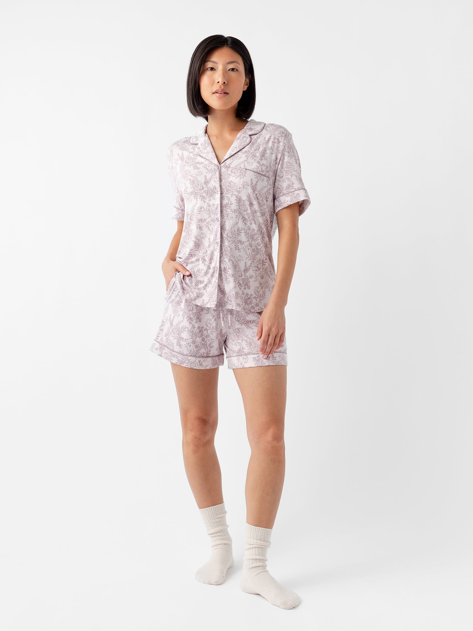 Women's Stretch-Knit Short Sleeve Bamboo Pajama Set