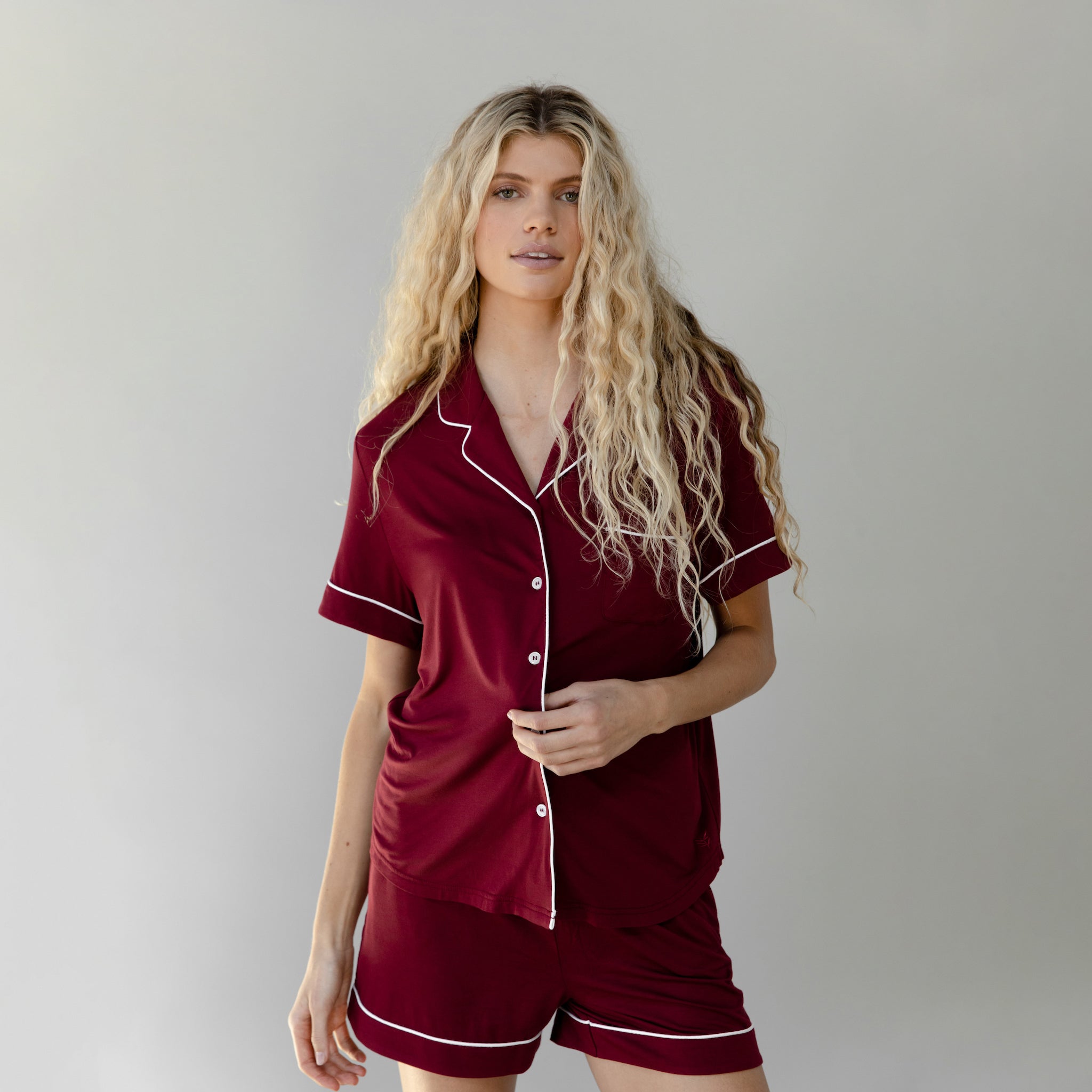 Women's Stretch-Knit Short Sleeve Bamboo Pajama Set