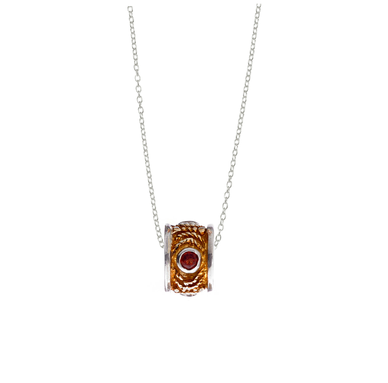 January Garnet Sterling Silver with 14k Gold Vermeil Bead Necklace