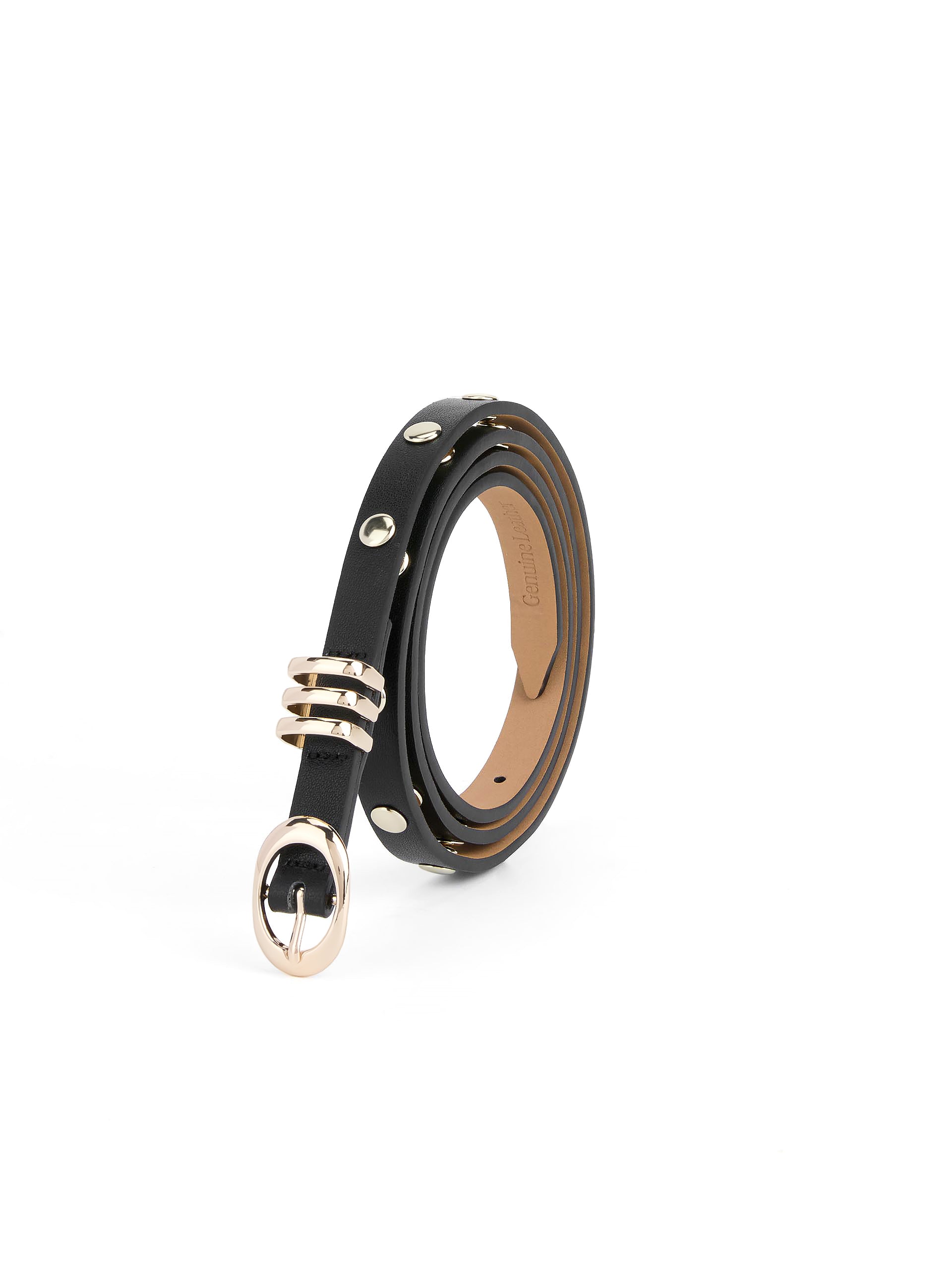 Classic Studded Skinny Belt in Black