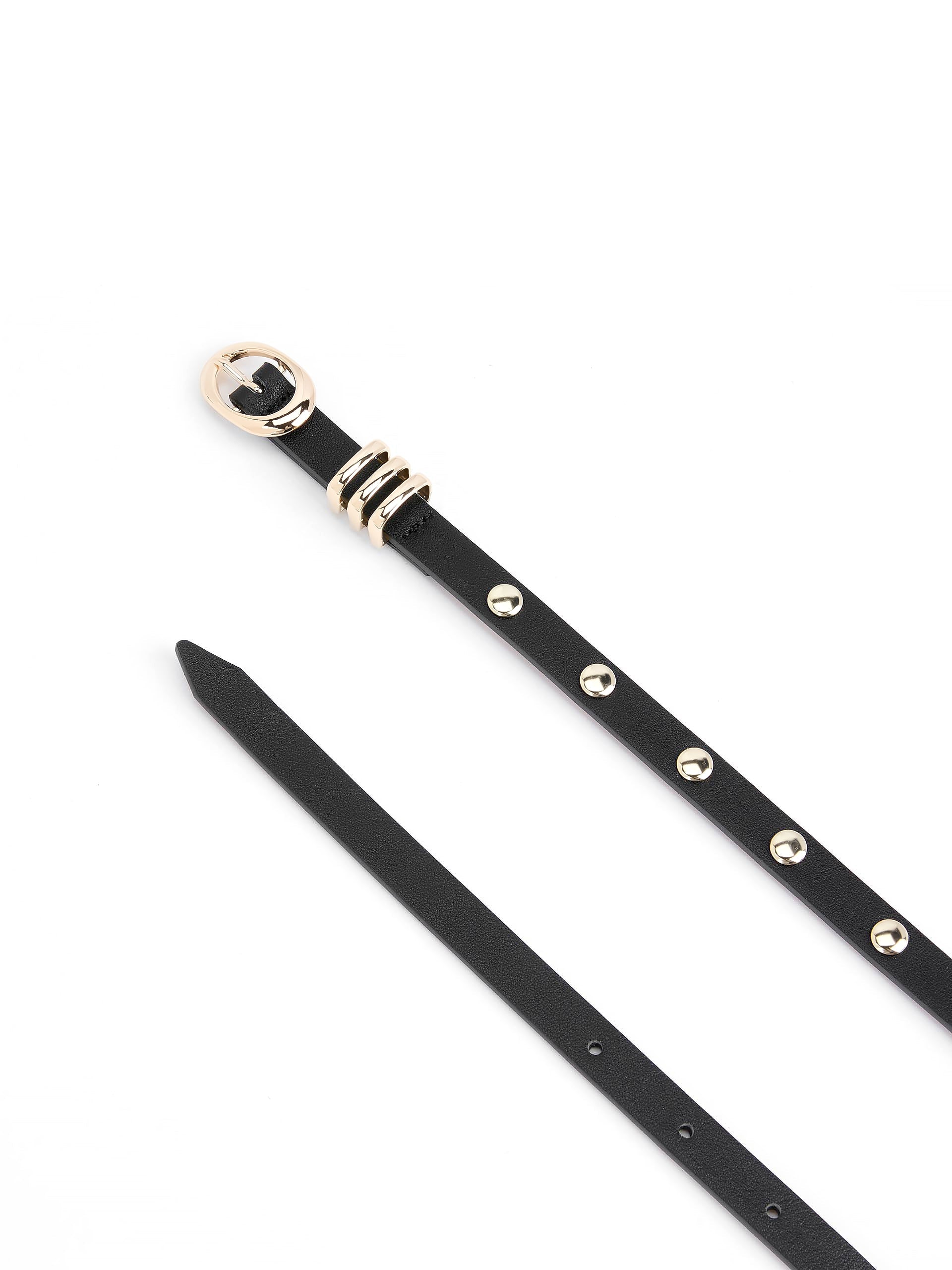 Classic Studded Skinny Belt in Black