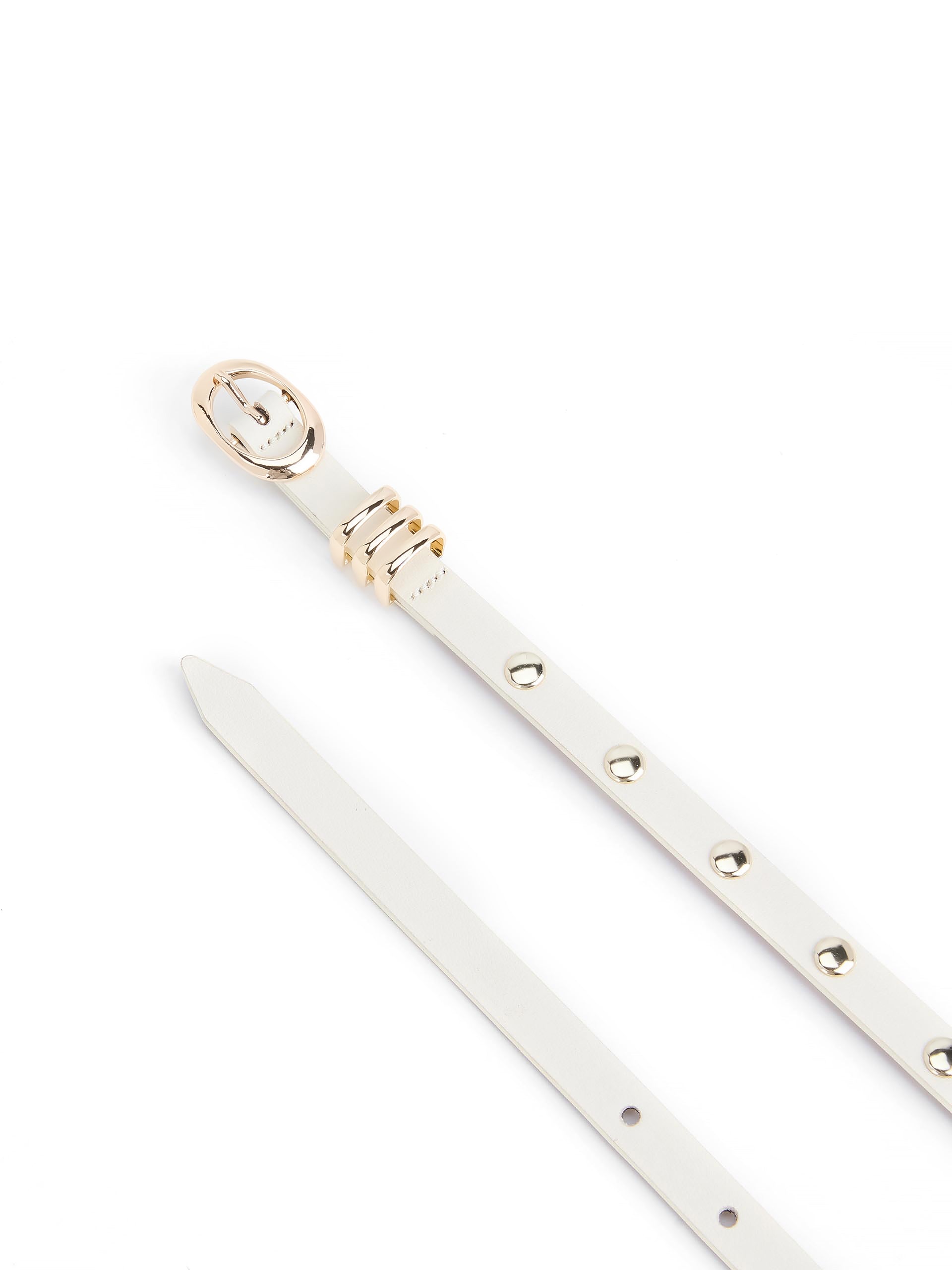 Classic Studded Skinny Belt in Vanilla
