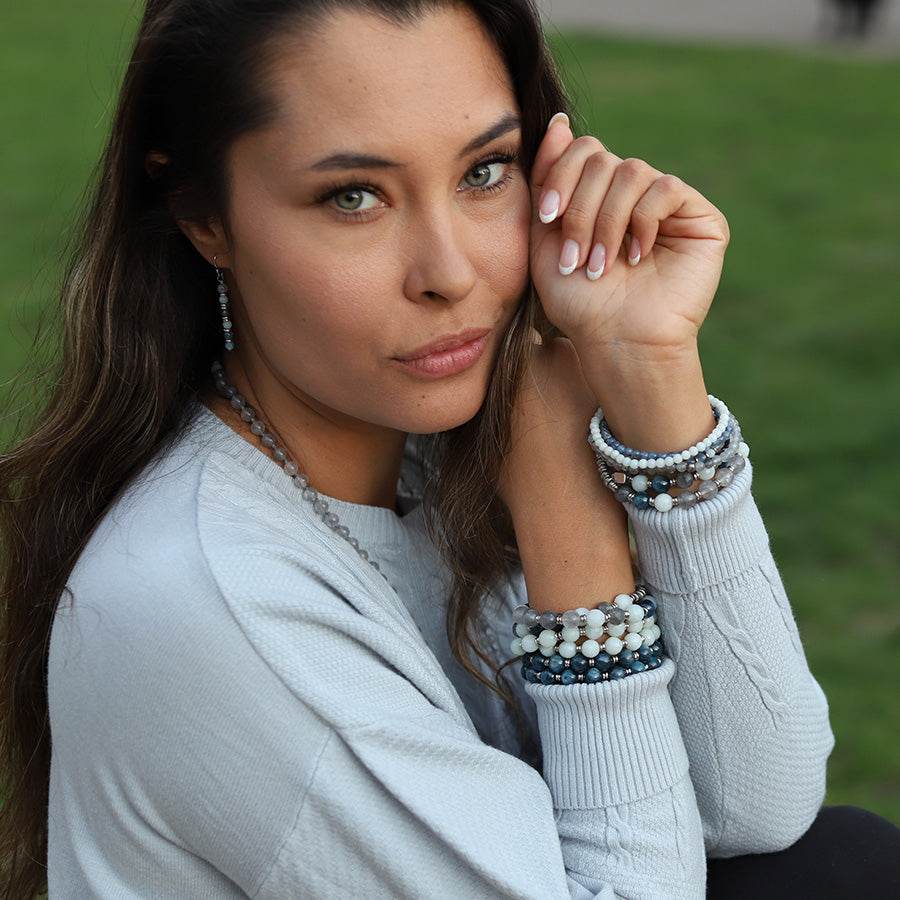 "Calm" Quartz and Kyanite Calm Wrist Mala Bracelet