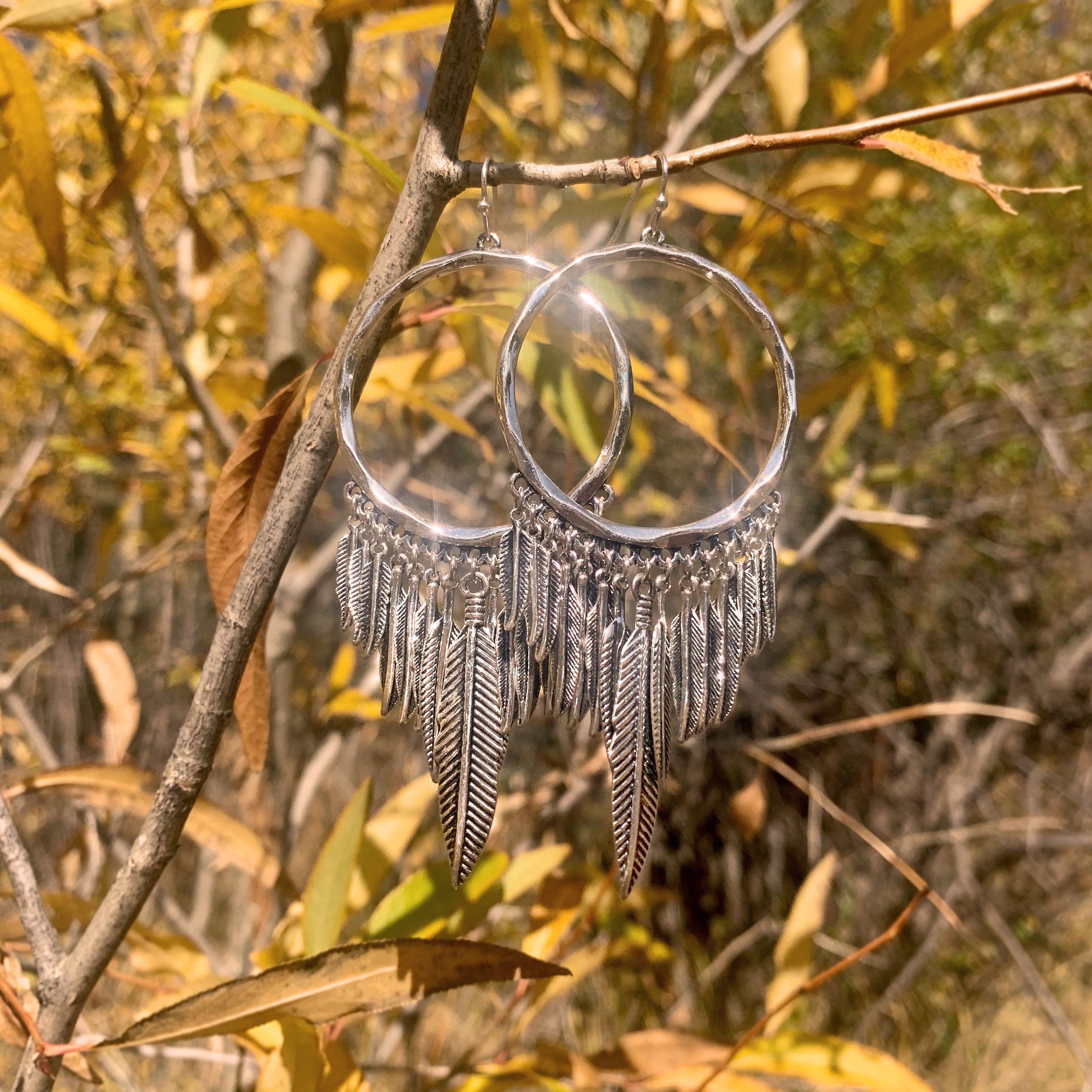 Birds Of A Feather Hoop Earrings | Silver