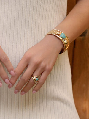 Turquoise Solstice Thick Cuff - Flying Tomato - Cuffs and Bangles - Ettika